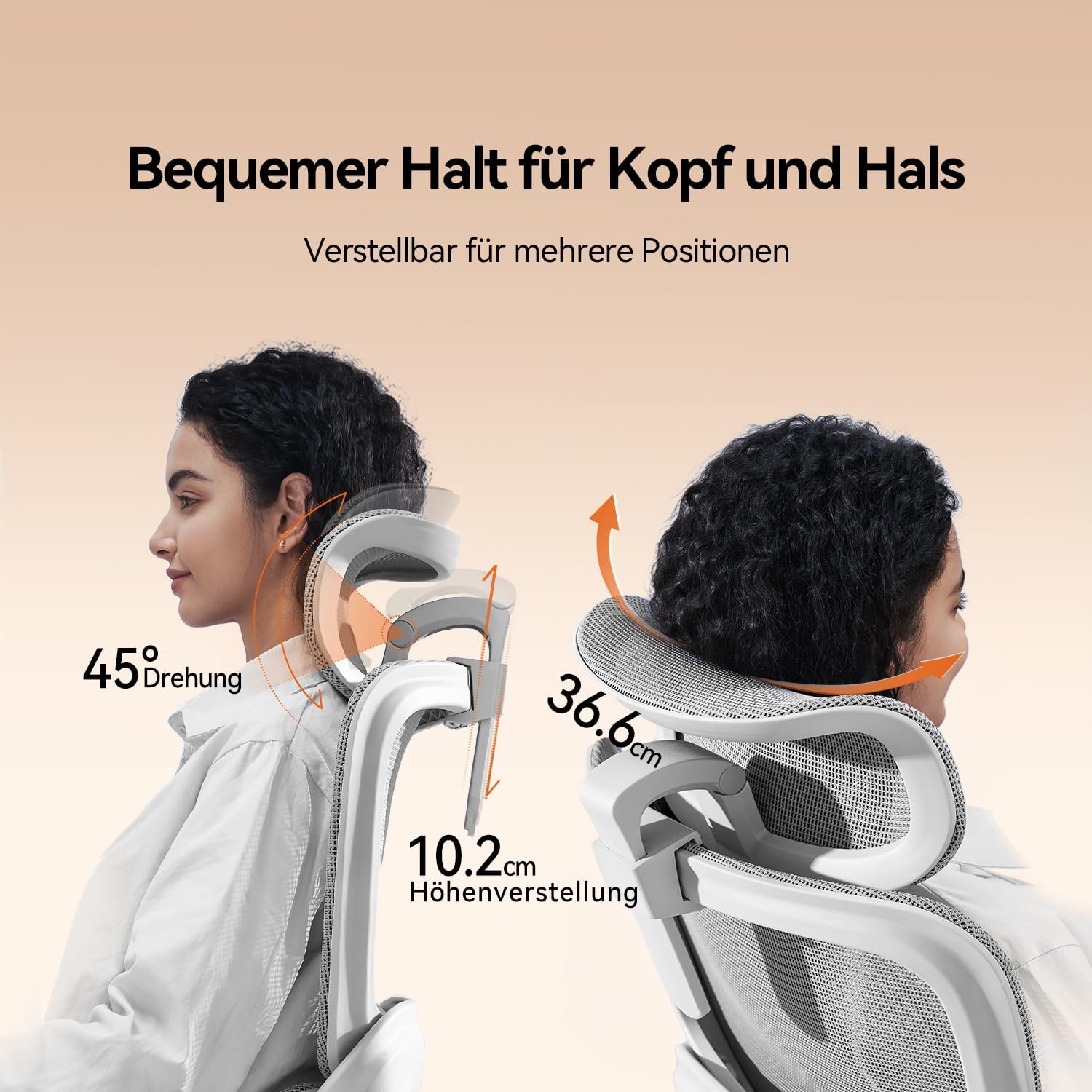 Thumbnail 6 de SIHOO B100: Ergonomischer Bürostuhl mit dynamischer Lordosenstütze, breiter Kopfstütze und klappbaren Armlehnen