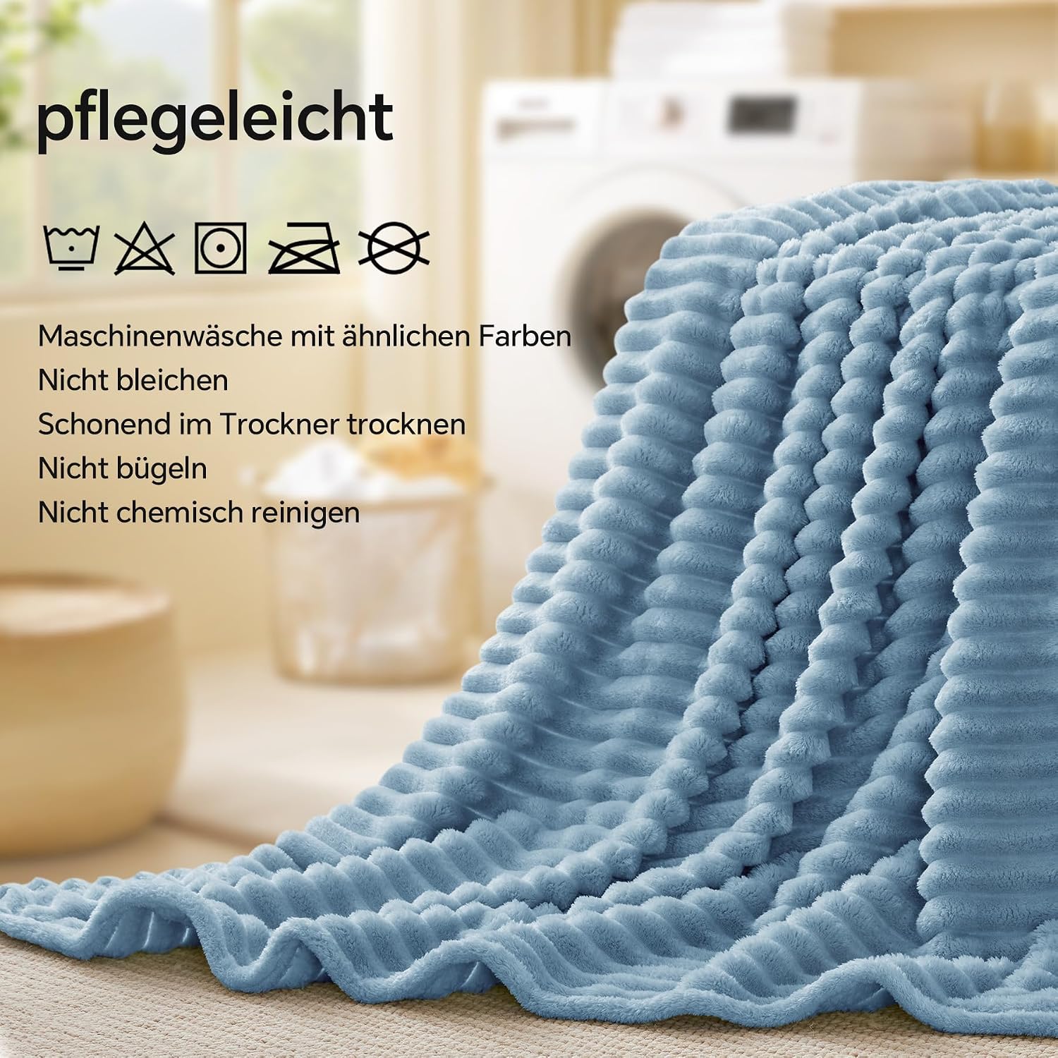 Thumbnail 4 de BEDELITE Kuscheldecke 125×150 cm – Flanelldecke Hellblau 🛋