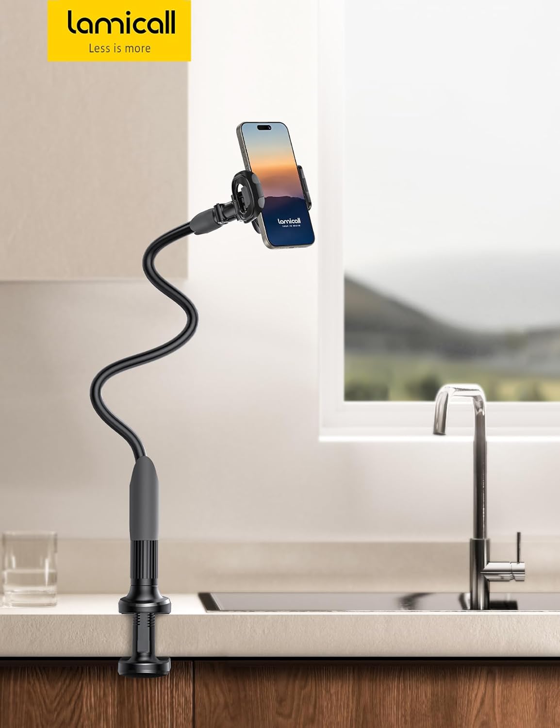 Thumbnail 6 de Lamicall Supporto Telefono con collo d’oca regolabile (universale, nero) per smartphone 4–6,8”