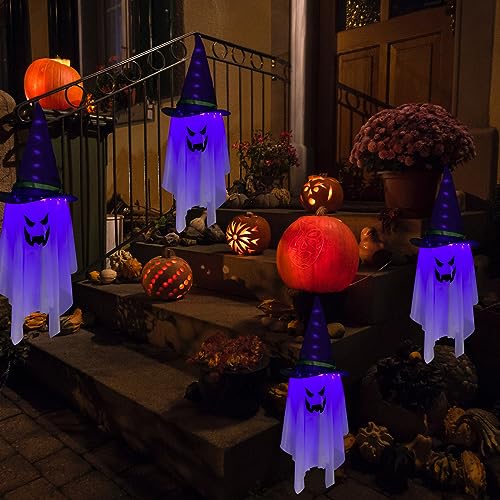 Thumbnail 5 de Décorations d'Halloween à suspendre fantôme lumineux et chapeau de magicien – Jsdoin pour jardin et porte