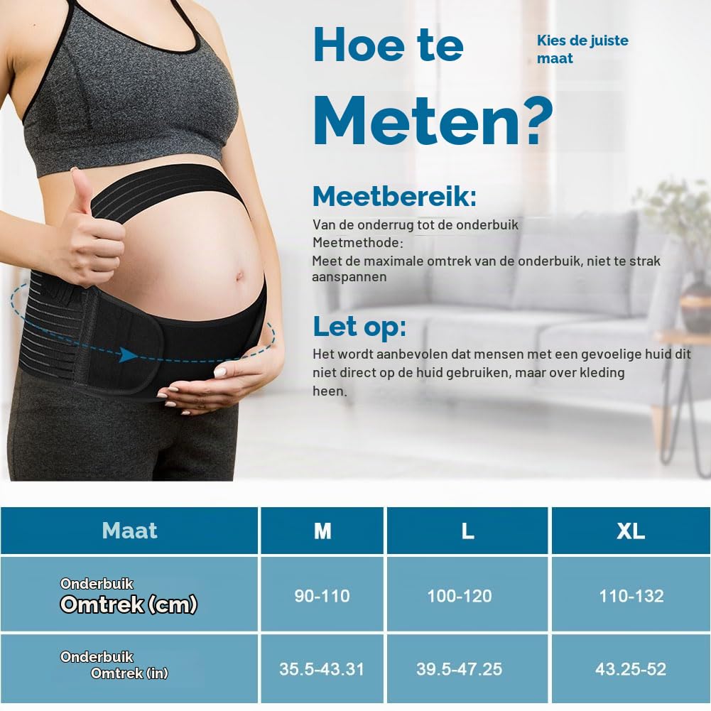 Detalle 2 de AUYAO 5276879 zwangerschapsgordel XL met ademend mesh en verstelbare buikband