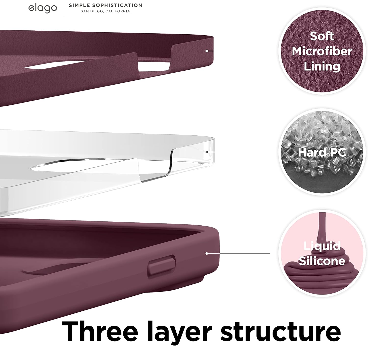 Thumbnail 1 de elago Coque Silicone Liquide Premium pour iPhone 13 Pro (6,1") – Étui anti-choc en silicone bordeaux