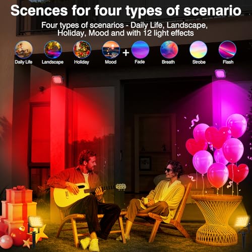 Detalle 2 de NATPOW Focos LED RGB para Jardín con Bluetooth 🌈