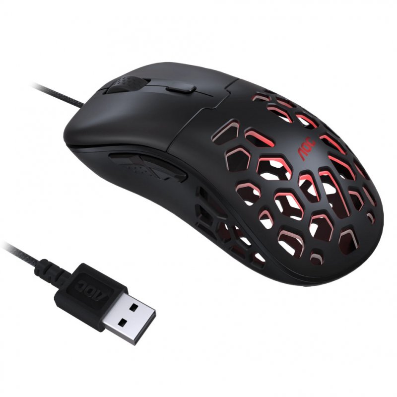 Detalle 2 de AOC GM510B Ratón Gaming RGB 16000 DPI Negro: ligero, preciso y personalizable