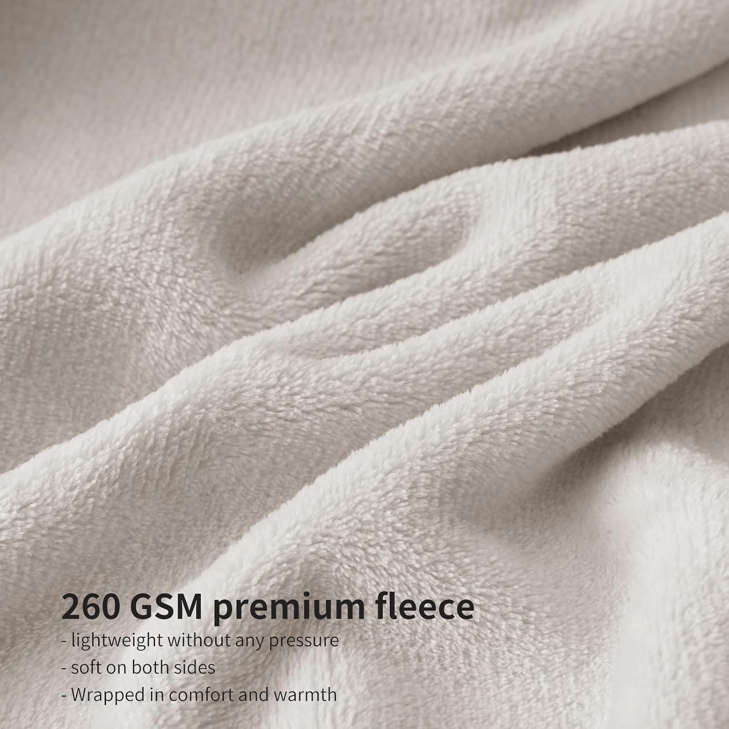 Detalle de Aisbo Beige Throws Blanket for Sofas – 220x240cm Fluffy Fleece Blanket