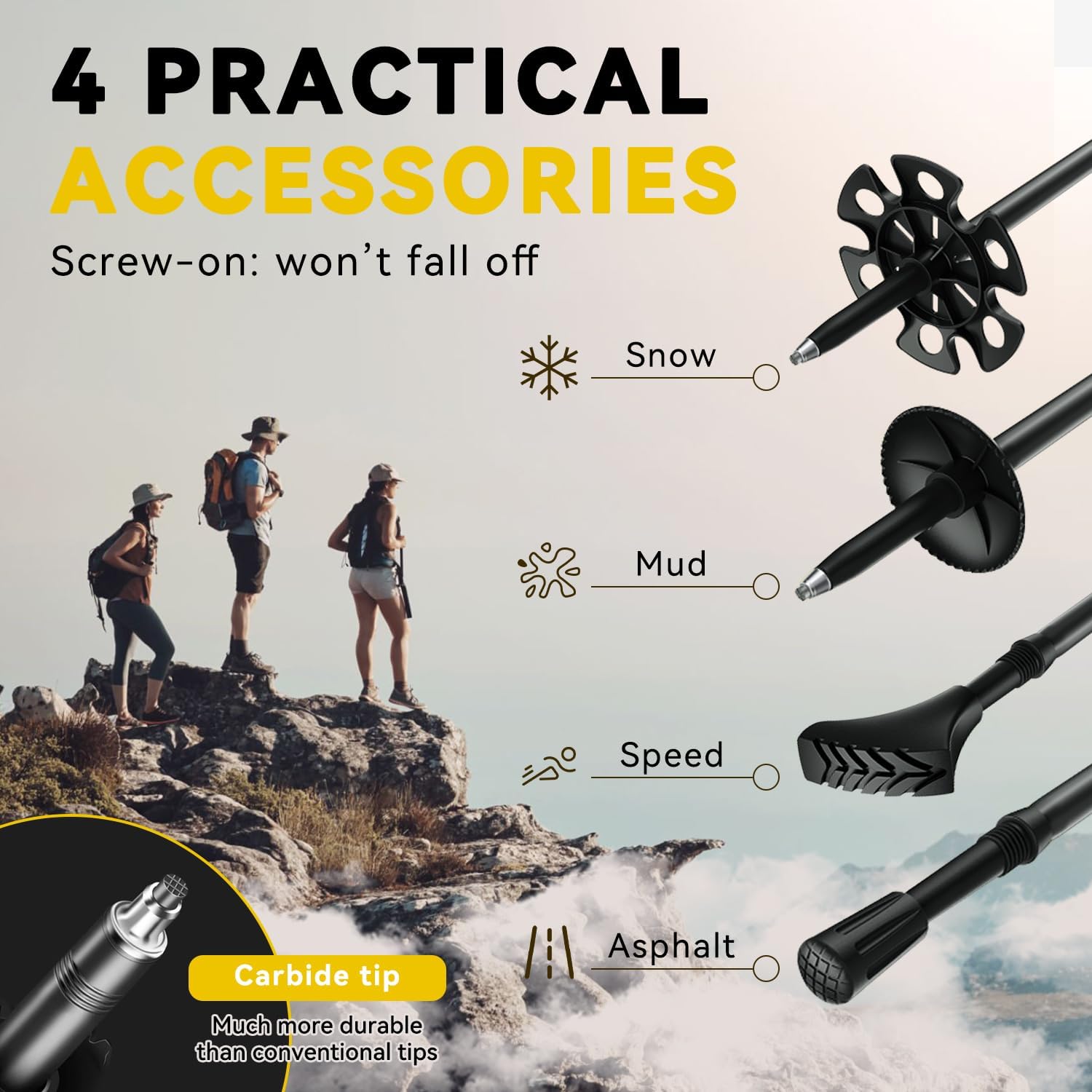 Detalle de DOBESTS 2 Pack Folding Trekking Poles with Quick Lock System – Adjustable Aluminium Walking Poles