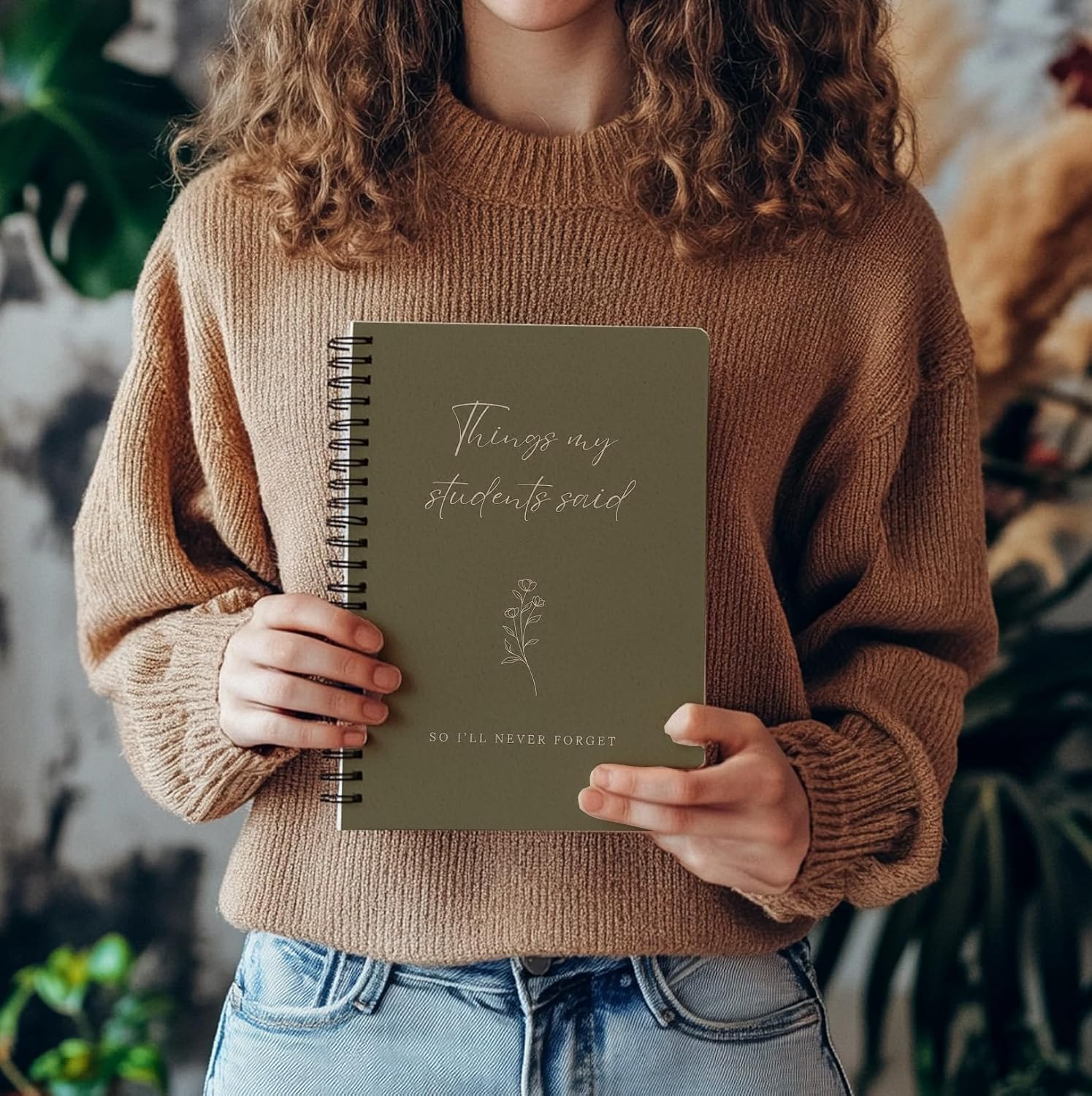 Detalle de bitCNY Olive Gray Teacher Appreciation Spiral Notebook, 5.5 x 8.3 Inch
