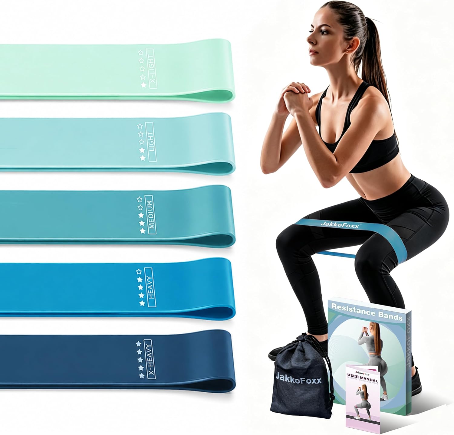 Detalle de JAKKOFOXX Resistance Loop Exercise Bands, 5 TPE Resistance Levels