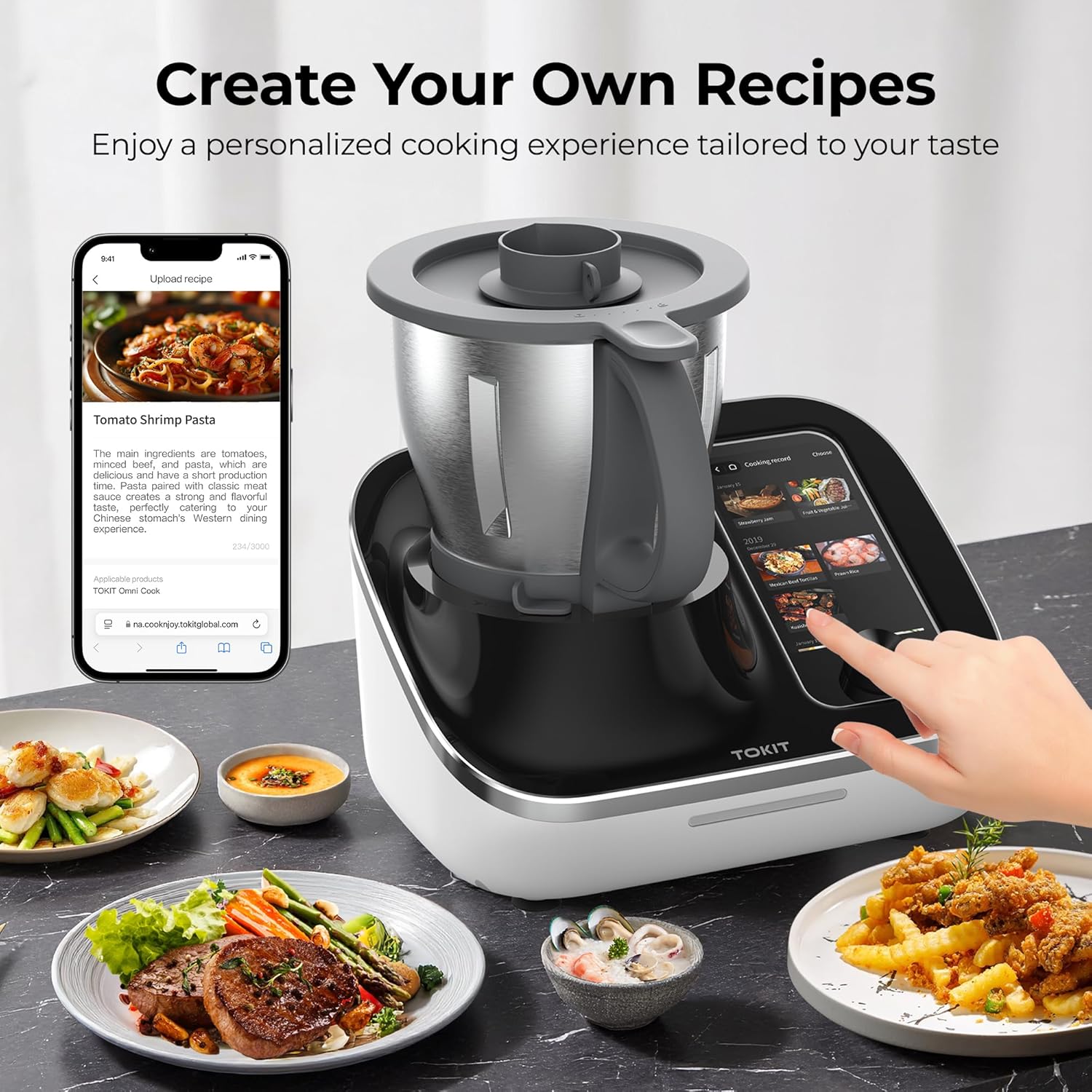 Thumbnail 3 de TOKIT C2 AI Omni Cook Robot – automated cooking food processor with 7-inch touchscreen and 21 cooking functions