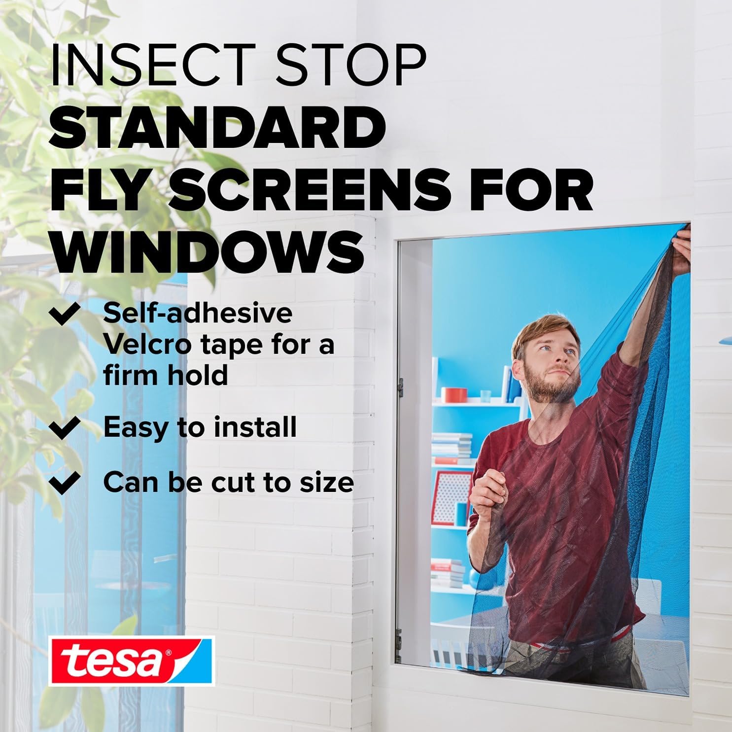 Detalle de TESA Insect Stop Hook & Loop STANDARD for Windows: White, 130 cm x 150 cm