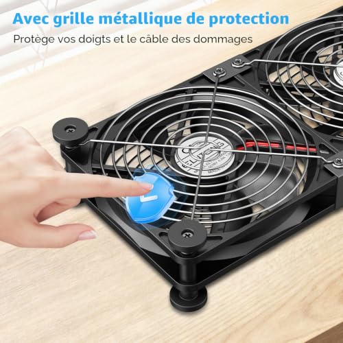 Detalle de ELUTENG Ventilateur USB 2 en 1 140 mm avec contrôleur de température numérique – double rangée, 3 vitesses
