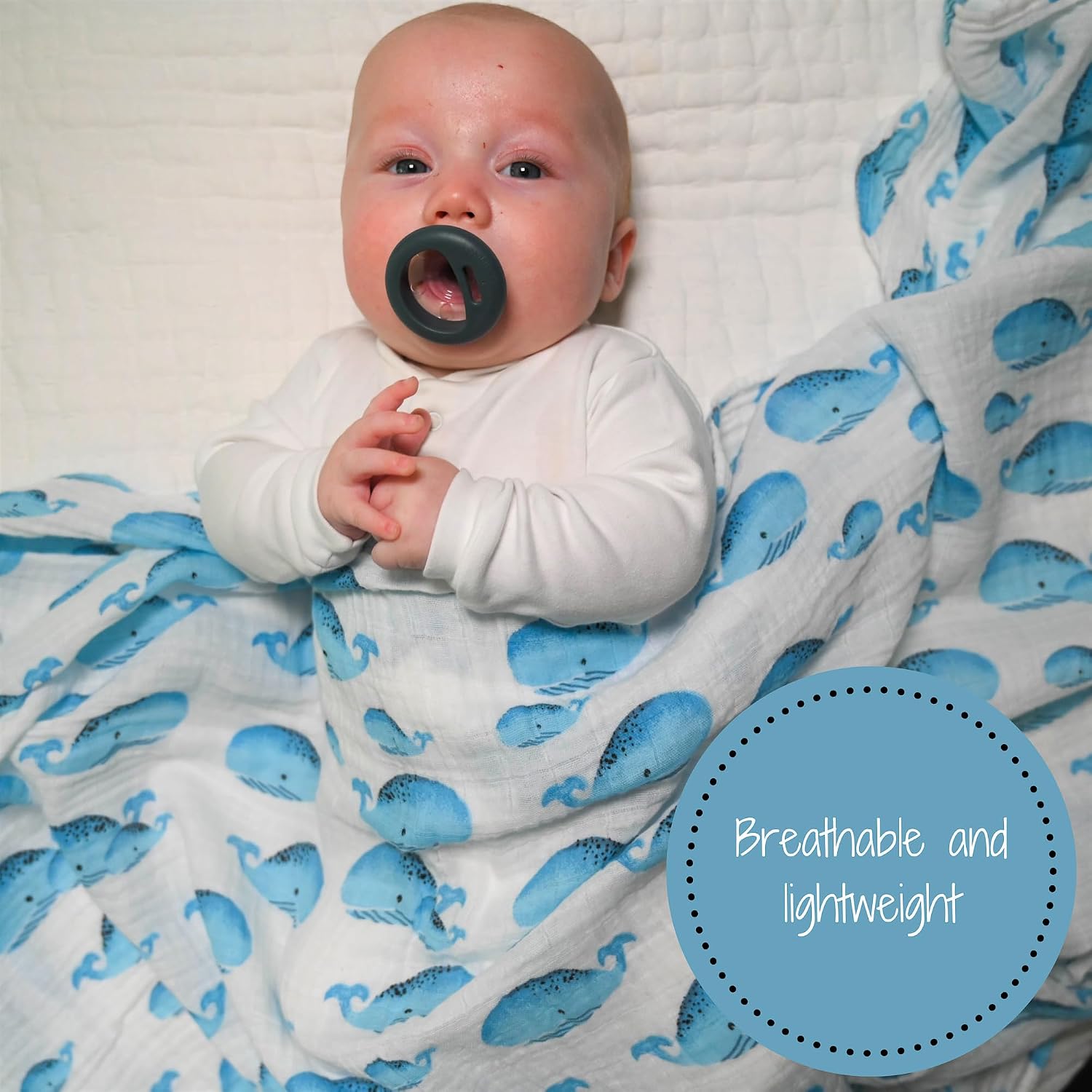 Detalle de LollyBanks Muslin Swaddle Blanket, 100% Organic Cotton