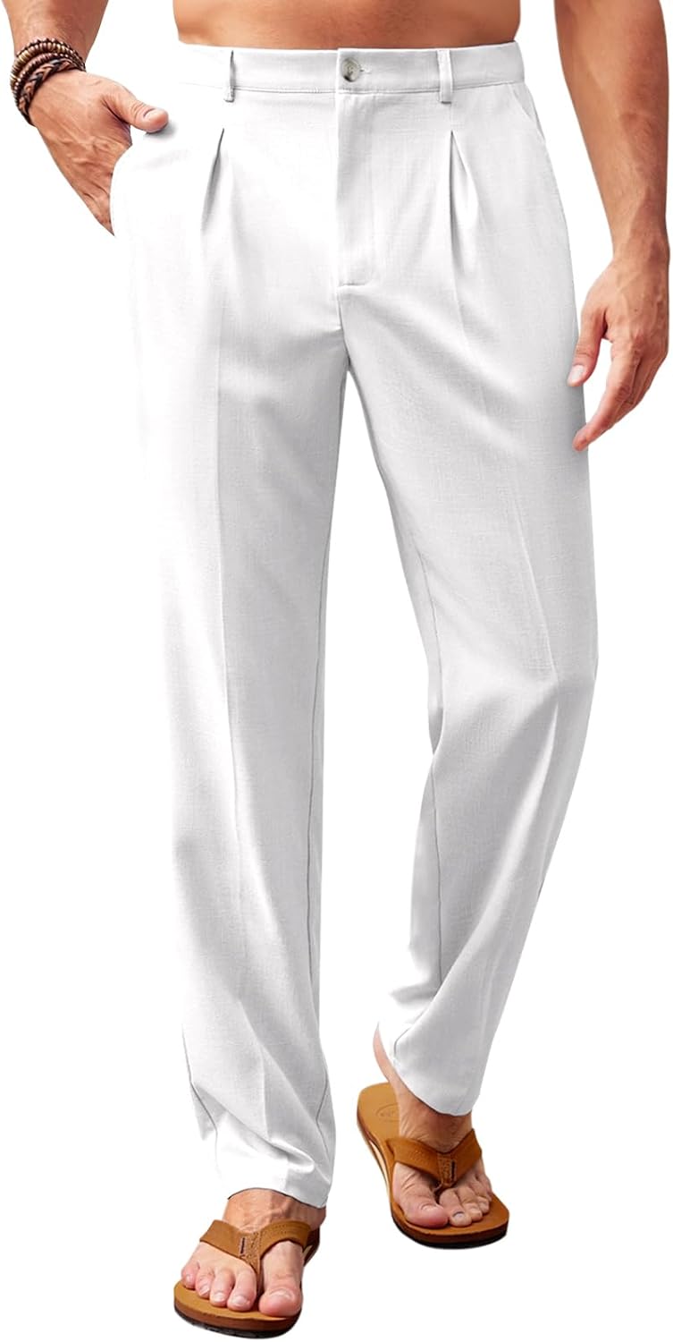 Thumbnail 6 de Runcati Men's Casual Pants with Elastic Waist – Lightweight Loose Fit Pleated Slacks