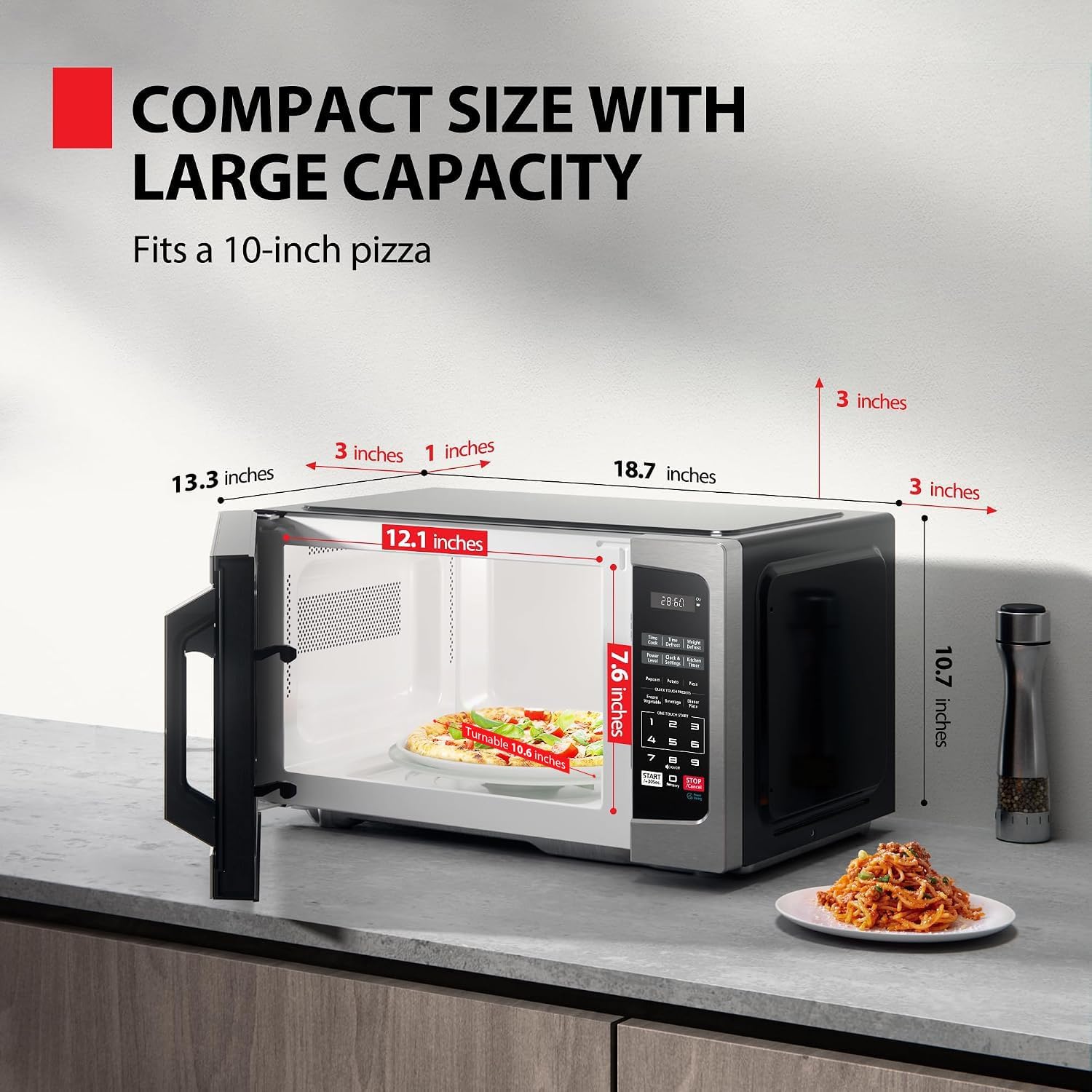 Detalle 2 de TOSHIBA ML-EM09PA(SS) 0.9 Cu Ft Microwave, 900W 🍽