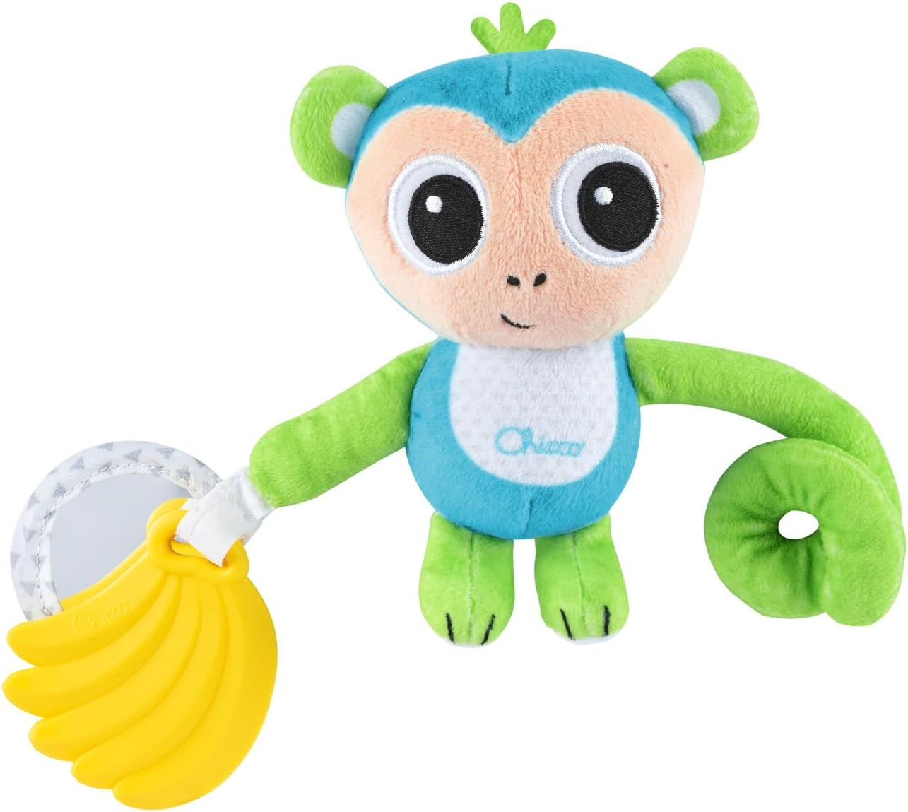 Thumbnail 1 de Chicco Hochet Singe avec Anneau de Dentition Doux et Miroir – Attache Poussette, Lavable en Machine (3–24 mois)