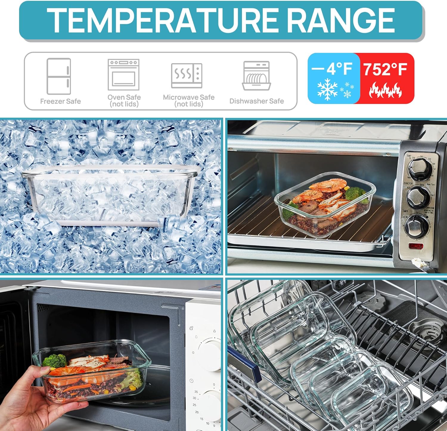 Thumbnail 6 de Vtopmart Glass Containers with Lids 8 Pack