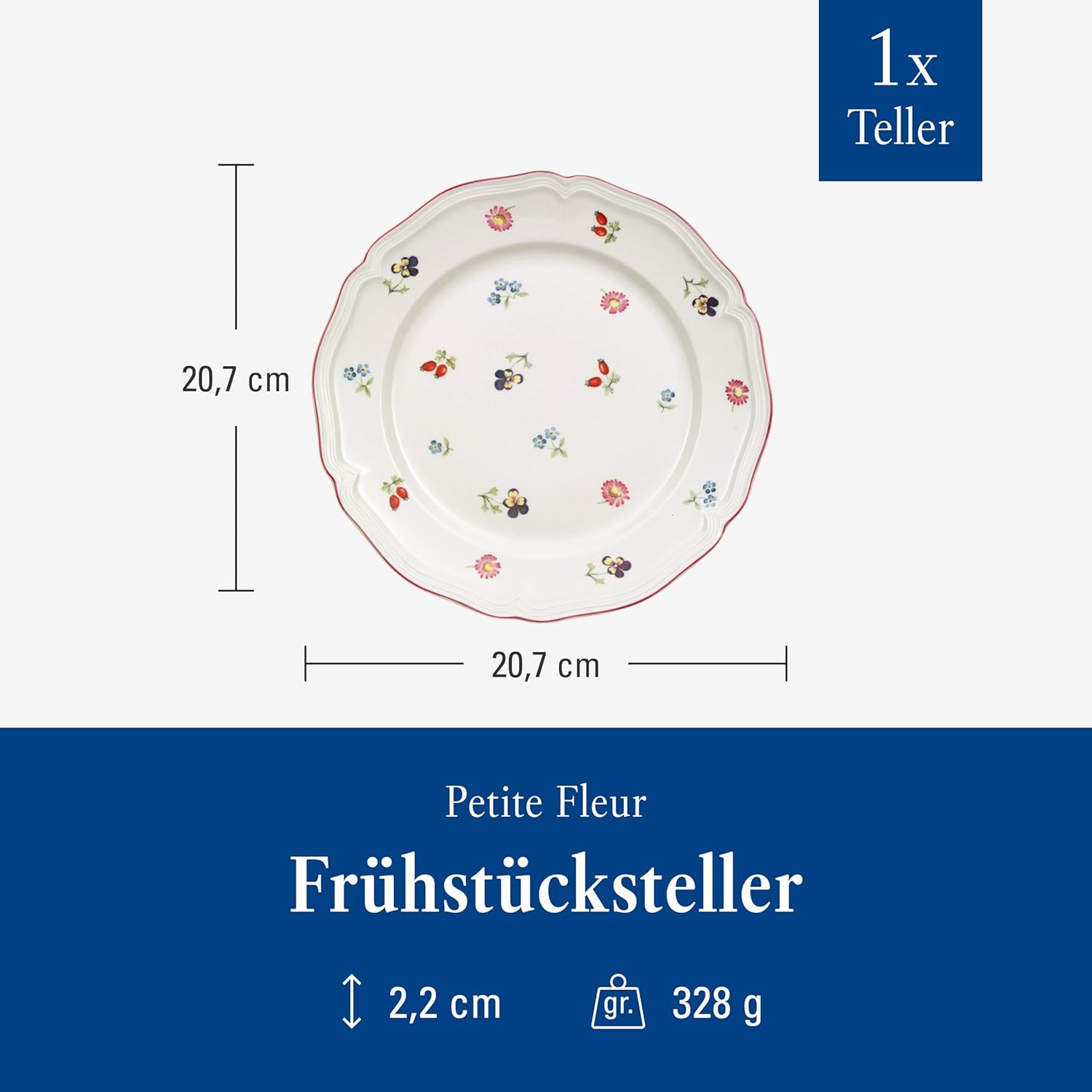 Thumbnail 2 de Villeroy & Boch Petite Fleur Frühstücksteller 21 cm – Weiß, Premium Porzellan