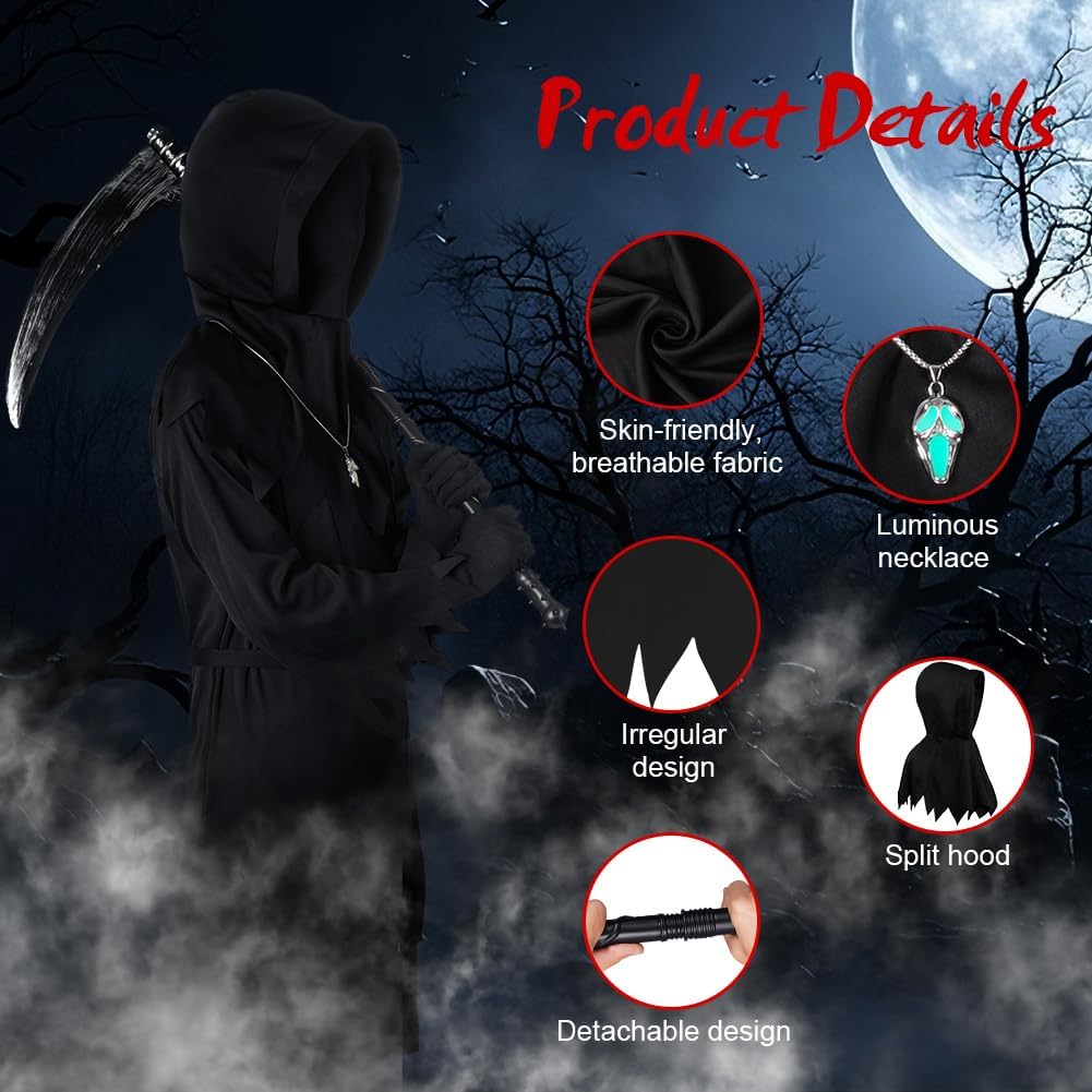 Detalle 1 de BSBUY Costume da Morte per Bambini 6 pezzi ðŸŽ