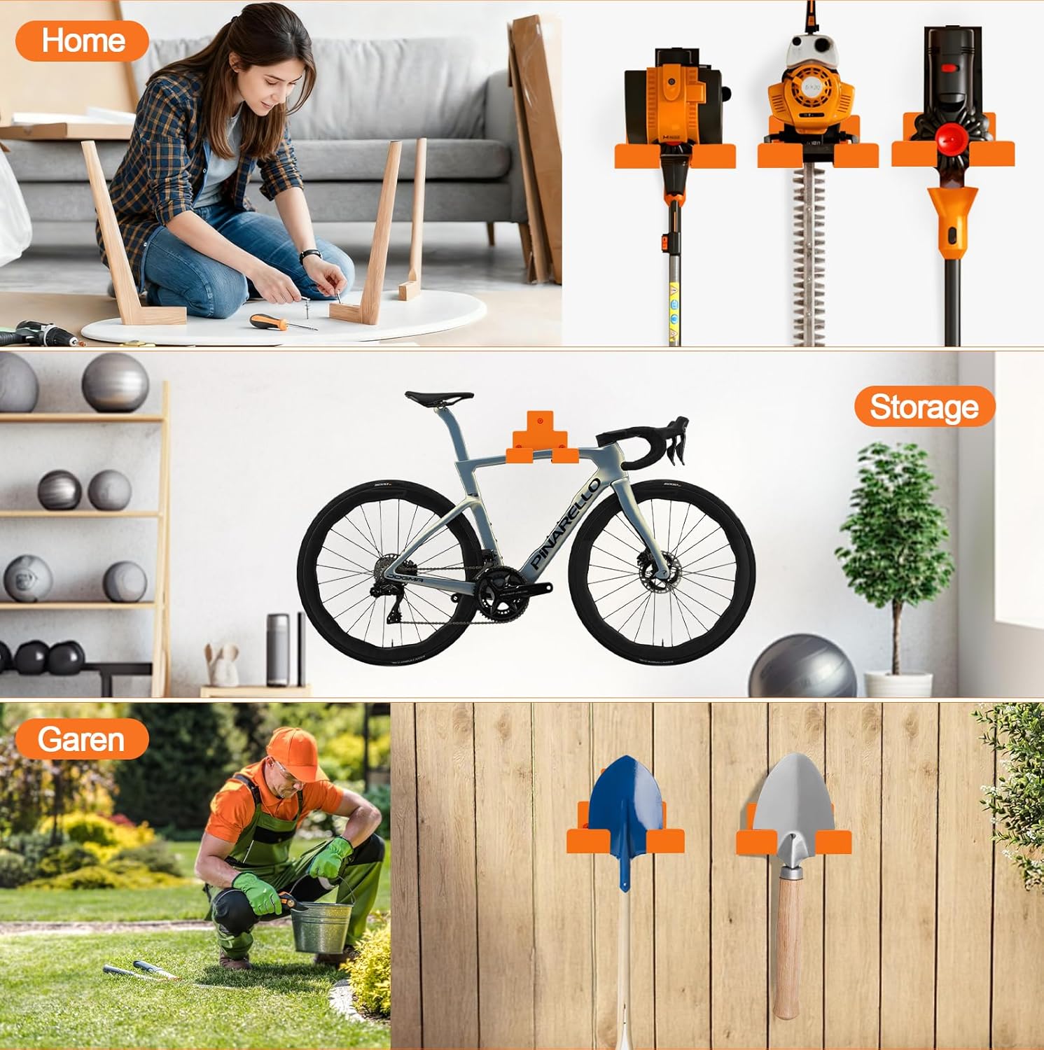 Thumbnail 6 de XEENEW Heavy Duty Garage Organizer Weed Eater Hanger (2 Pack) – Wall Mounted Trimmer Rack