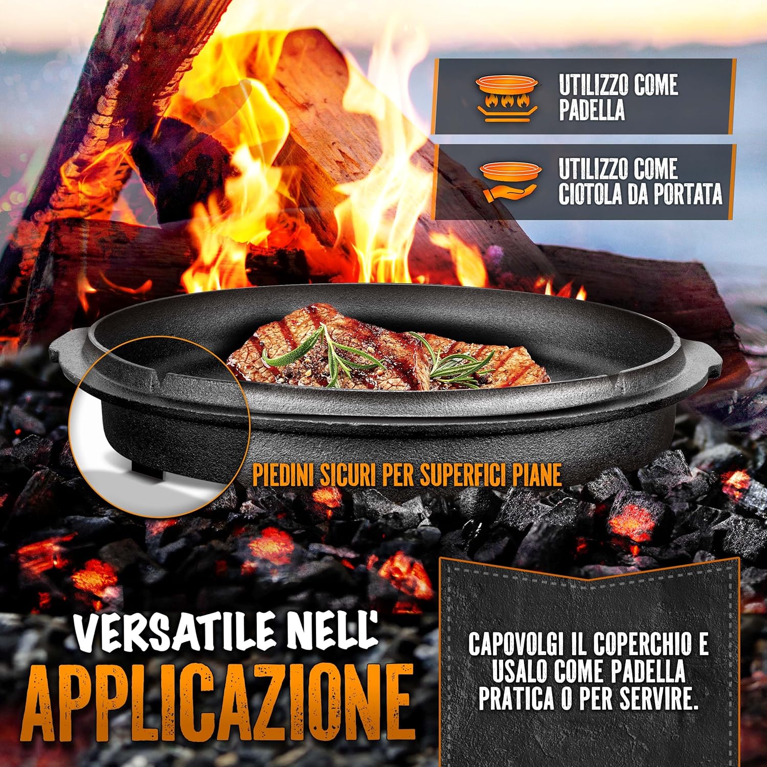 Detalle 2 de grillas Pentola Olandese in ghisa 🥘