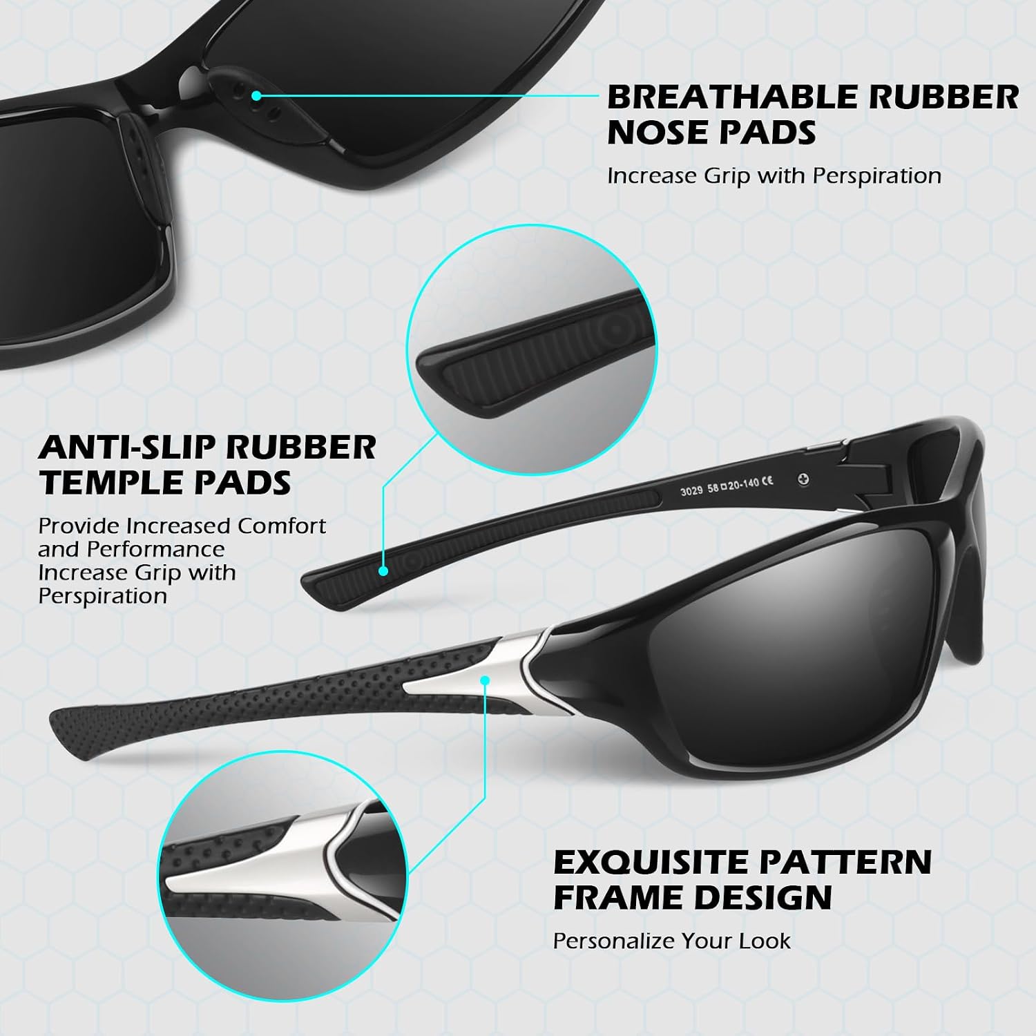 Thumbnail 4 de Sunier Polarised Cycling Sunglasses – Unbreakable Wraparound UV400 Lenses for Outdoors