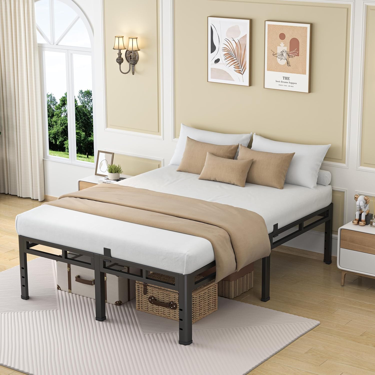 Detalle de NKZ 24 Inch King Size Bed Frame (Metal Platform, No Box Spring Needed)