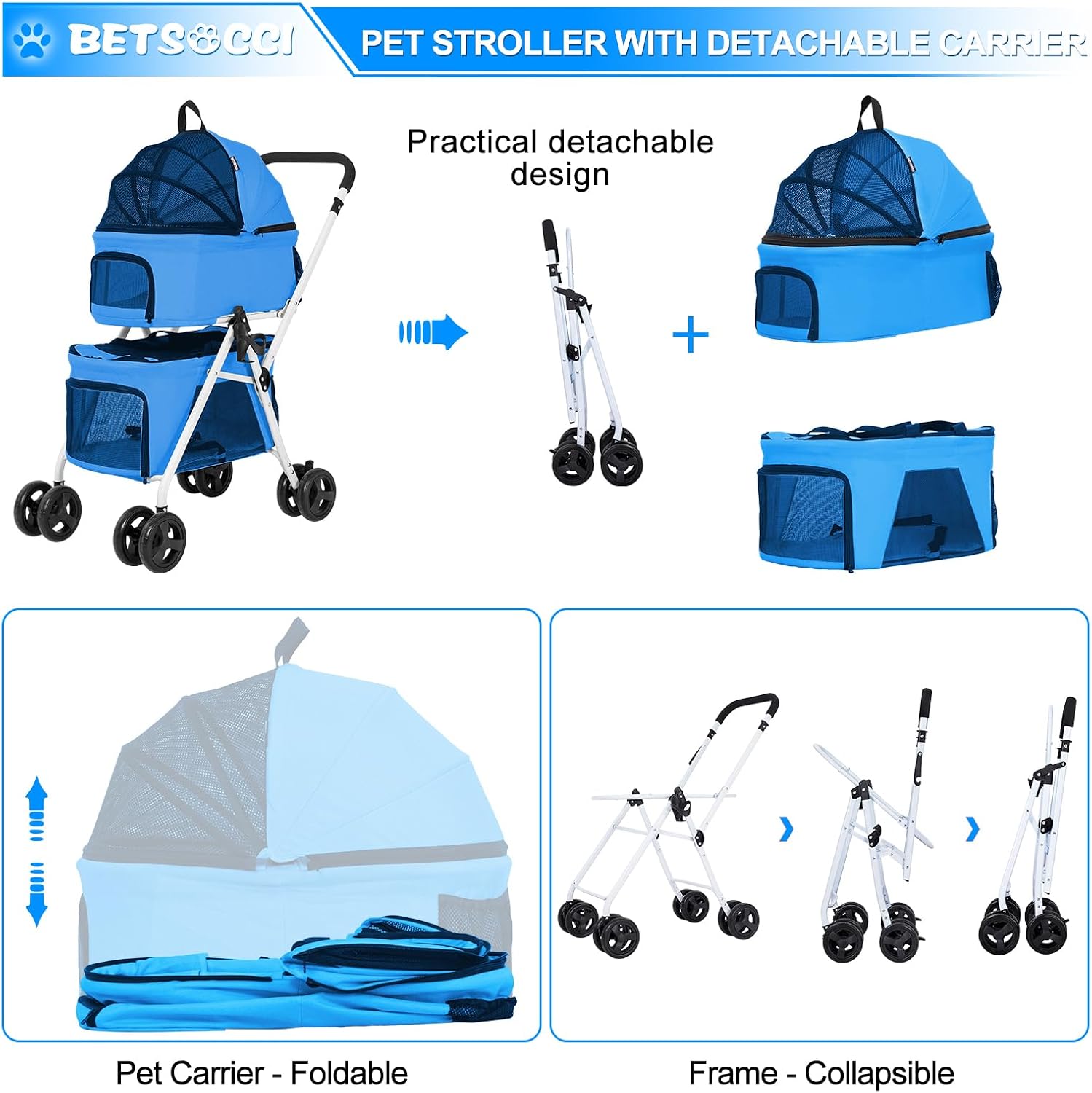 Detalle de Pet Stroller 44 lb Capacity