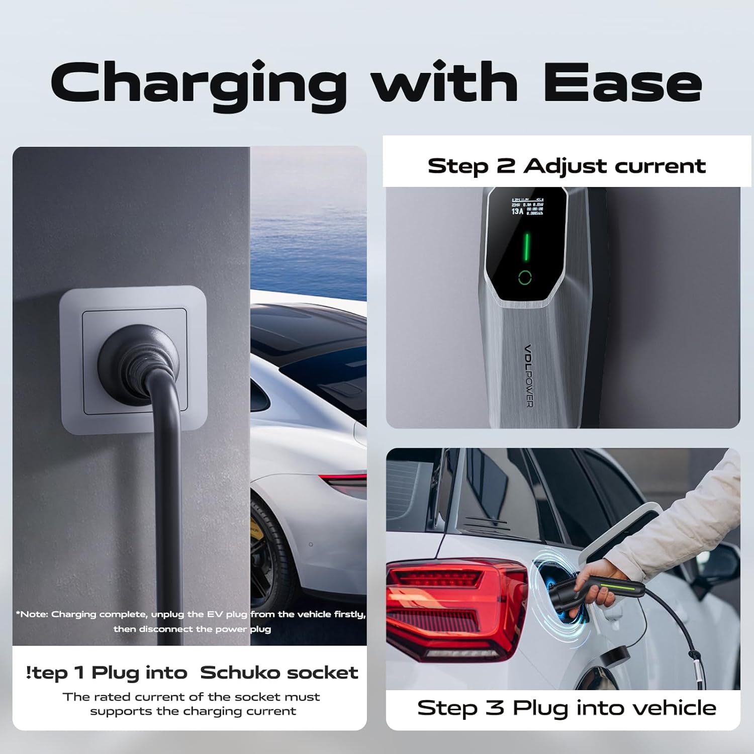 Thumbnail 6 de VDLPOWEREU EV Charger 3kW Type 2 (6–13A) 10m with LED display, IP65 single-phase home cable