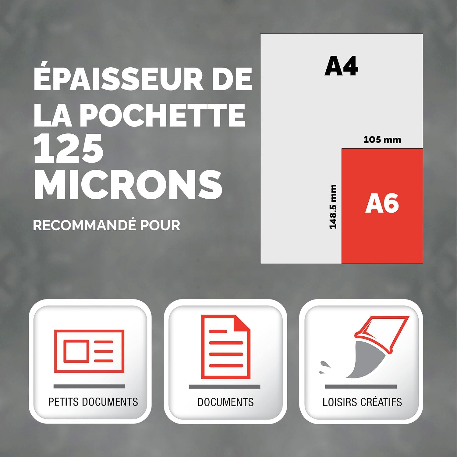 Detalle de Fellowes 100 pochettes plastification A6 – finition brillante, 125 μm (2 x 125 μm)