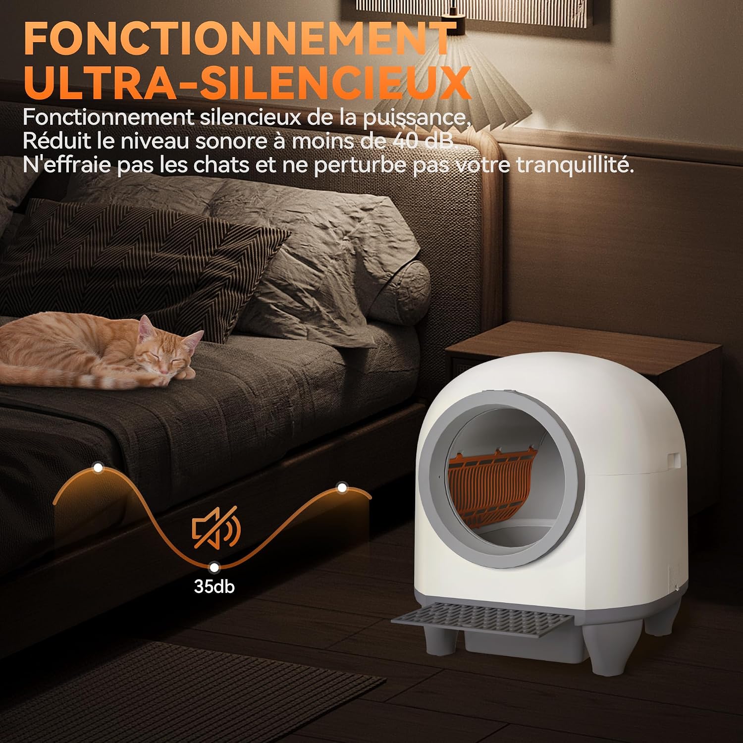Thumbnail 6 de JUMMICO Litière Automatique Autonettoyante 90L pour Chats Multiples – XXL, Tapis, 6 Capteurs et Contrôle par App