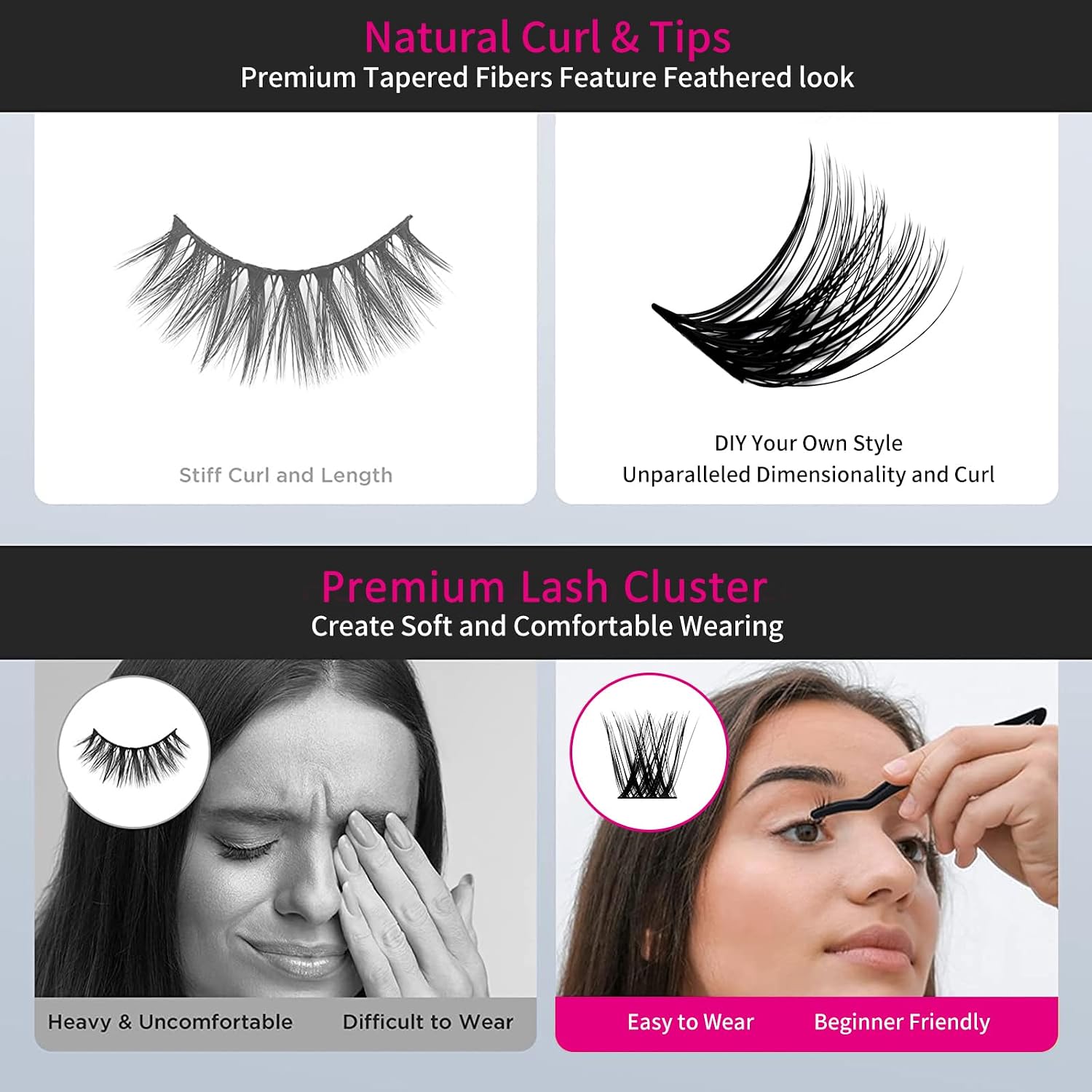 Detalle de Fadlash Individuelle Wimpern Extensions – 96 Büschel, 0.07 D Curl, 12–18 mm, DIY Wimpernverlängerung