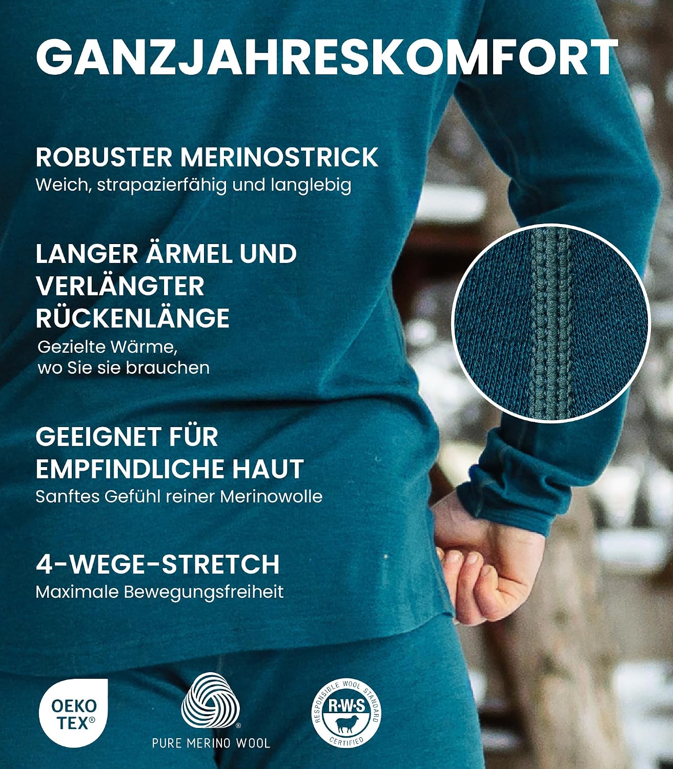 Detalle 2 de Merino.tech Merino Unterwäsche 320 g/m²