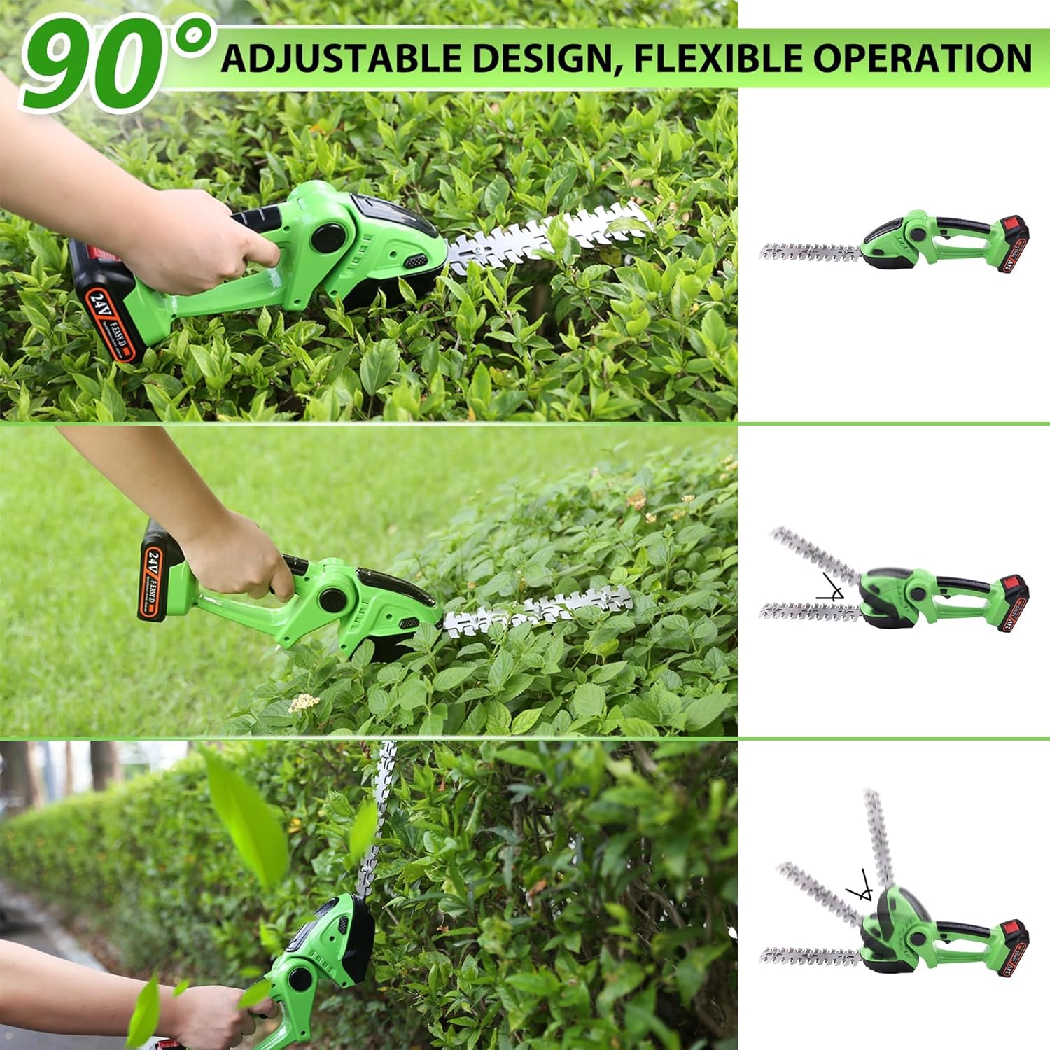 Thumbnail 6 de Cordless Hedge Trimmer 24V: 2-in-1 Grass Shear and Hedge Cutter, Portable Battery-Powered Garden Tool