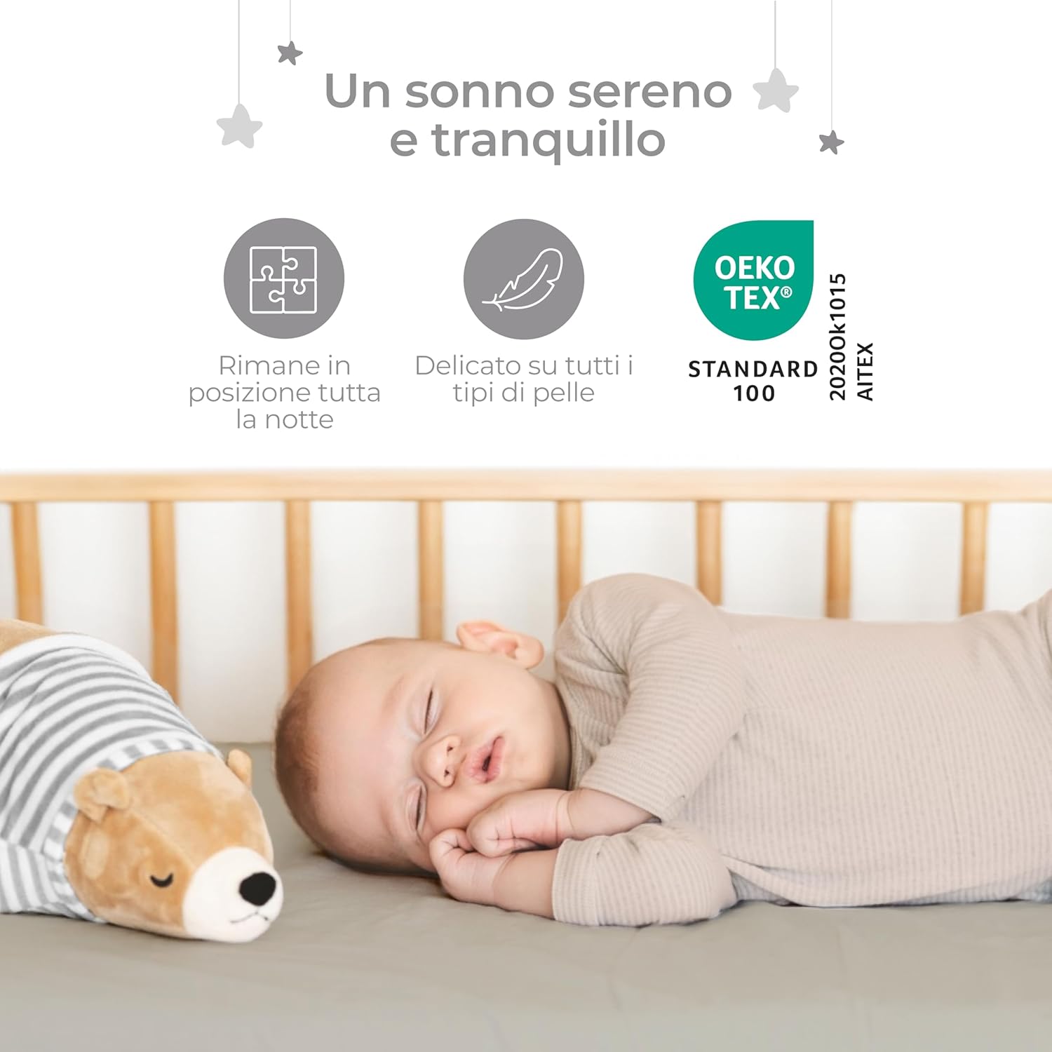 Detalle de Dreamzie Set 2 Lenzuola Lettino Neonato 60x120 – Cotone 100% con Angoli Elasticizzati (Grigio/Bianco)