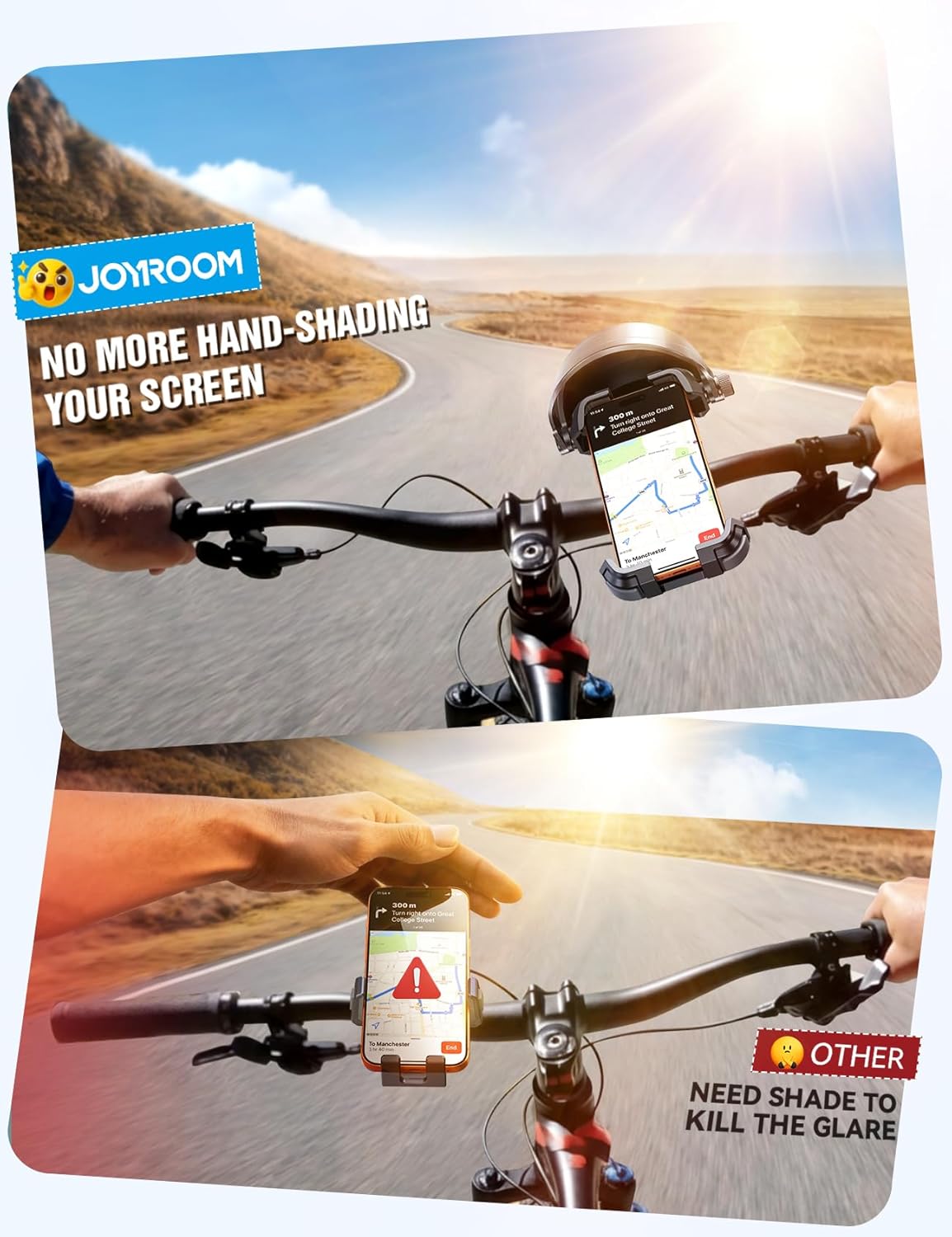 Thumbnail 4 de JOYROOM Bike Phone Holder Mount with Sunshade and Full Silicone Protection (4.7–7 in phones)