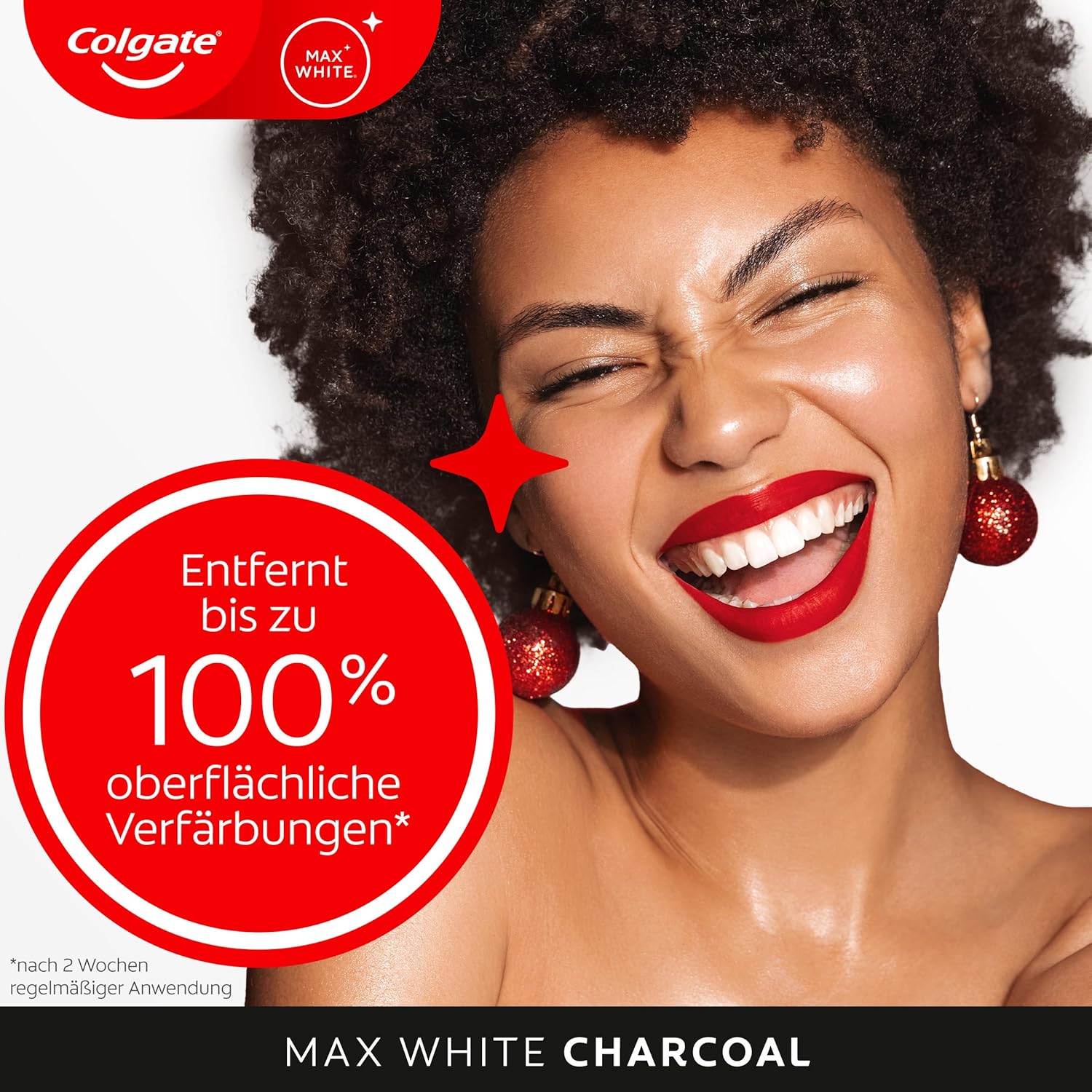 Detalle de Colgate Max White Charcoal Zahnpasta 4x75 ml – Aktivkohle, entfernt oberflächliche Verfärbungen