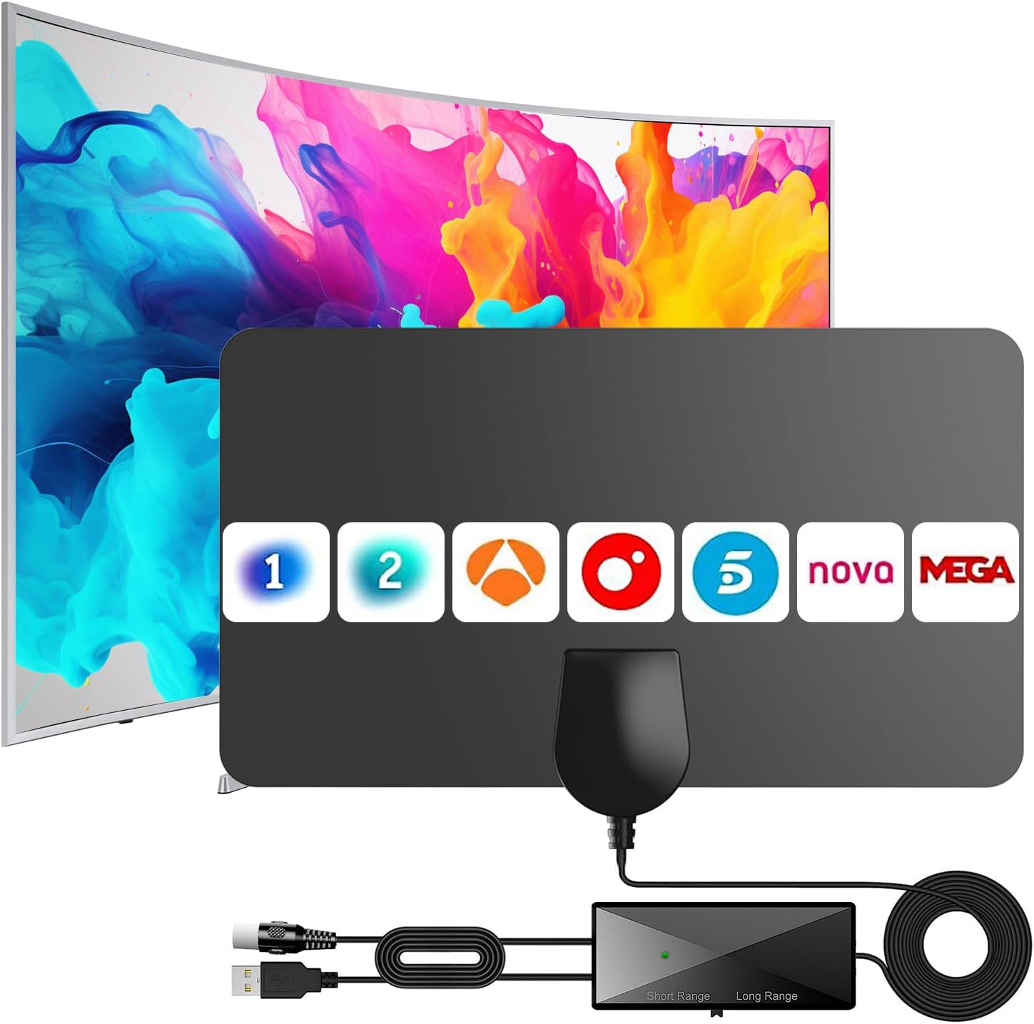 Antena TV Interior Digital de Panel 2026 360°