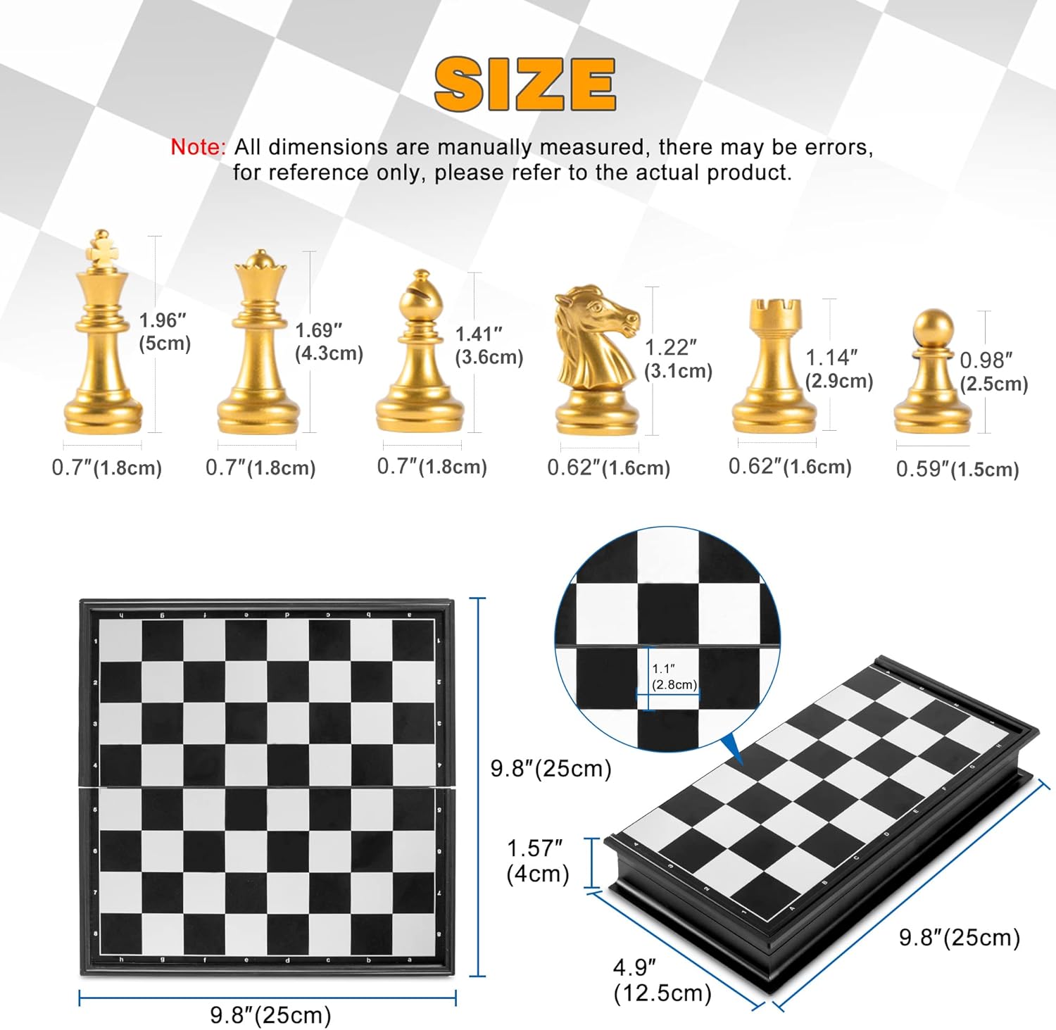 Thumbnail 2 de Snocyo Magnetic Folding Chess Board Set (Glod/Silver): Portable, Quiet & Kid‑friendly Strategy Game