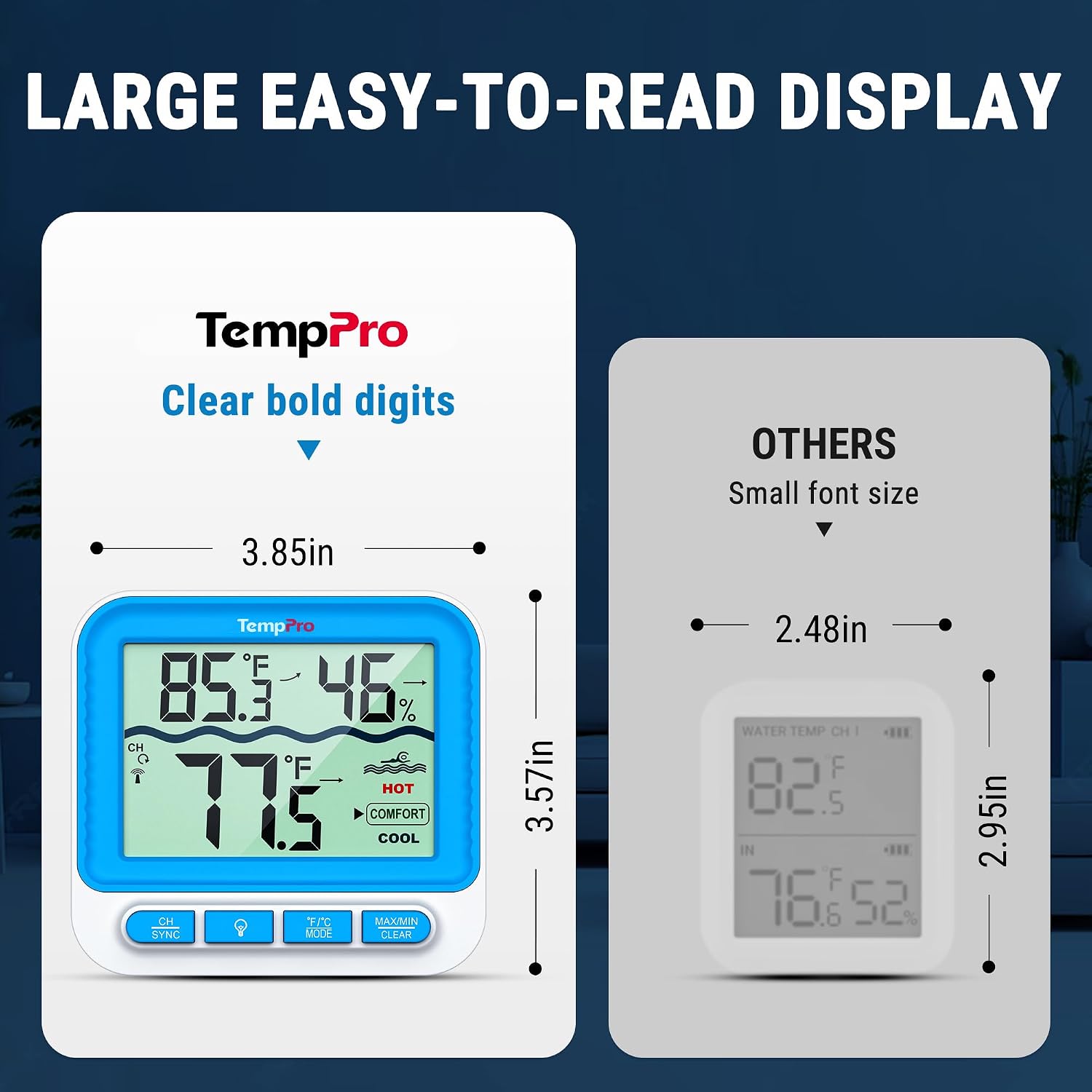 Detalle 1 de TempPro TempAir PLUS TP211B Wireless Pool Thermometer, 500-Foot Range