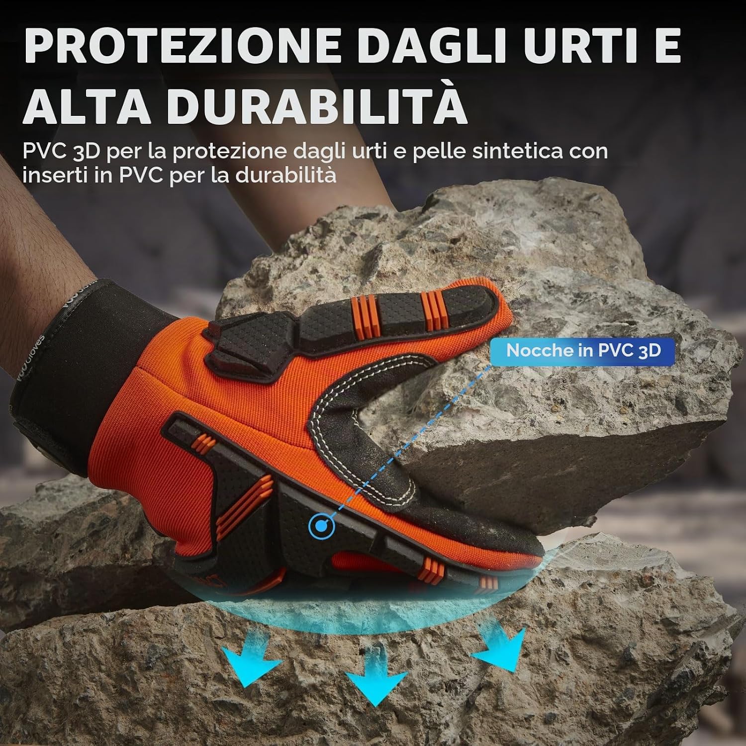 Detalle de Vgo… Guanti da lavoro antitaglio touchscreen antivibrazione con imbottitura 5 mm