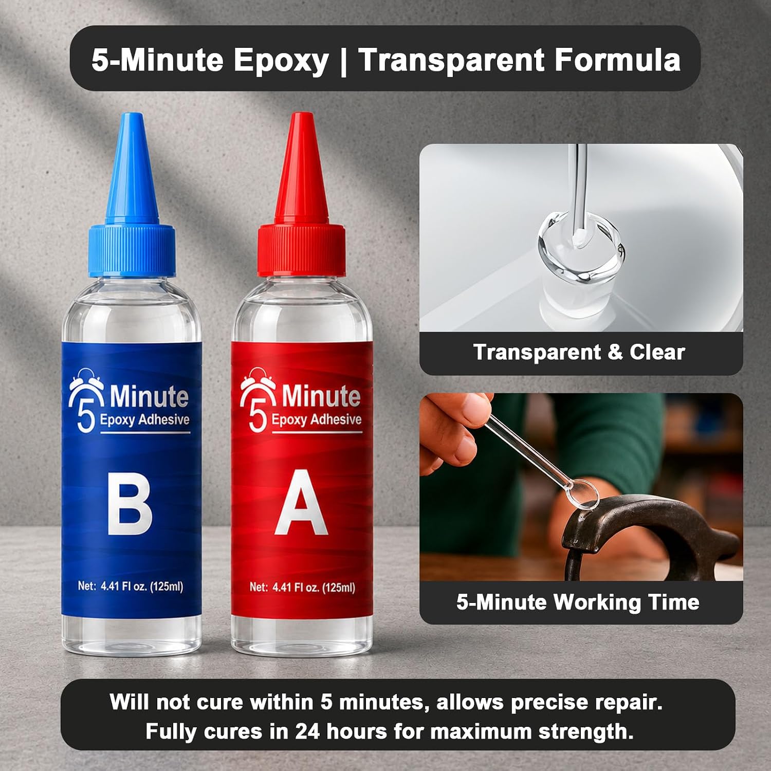 Detalle 2 de WAN2TLK YA-USGK-1032 5-Minute Epoxy Glue, 250 mL, Clear Two-Part Kit