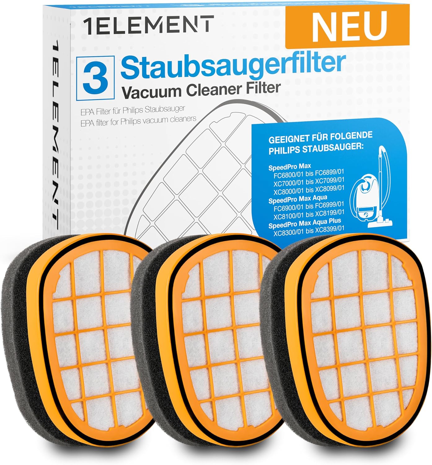 Detalle de Philips SpeedPro Max schuimfilters, set van 3, herbruikbaar voor series 7000 en 8000
