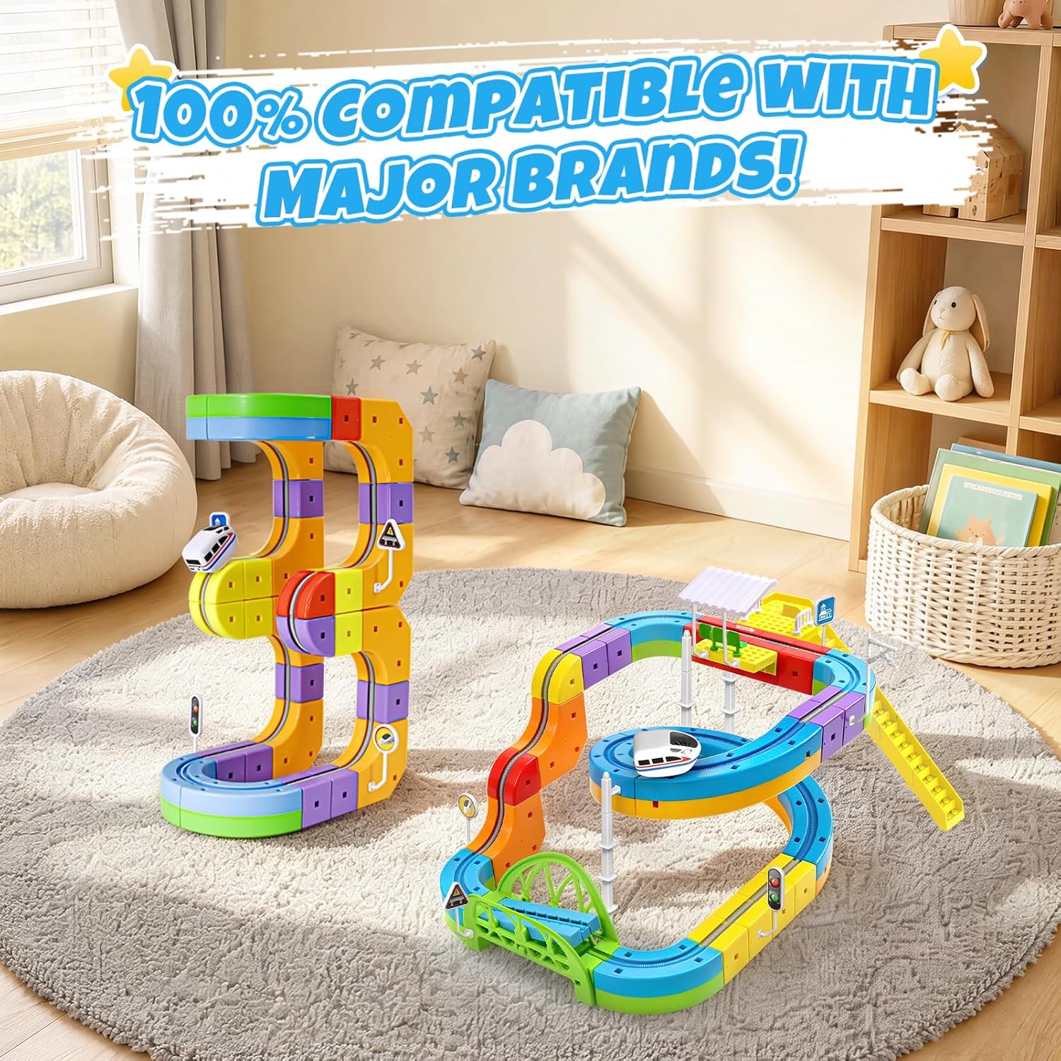 Thumbnail 1 de Helixo Edition Electric Train Set, 81-Piece Modular Track with Spiral Ramp & Seesaw Bridge