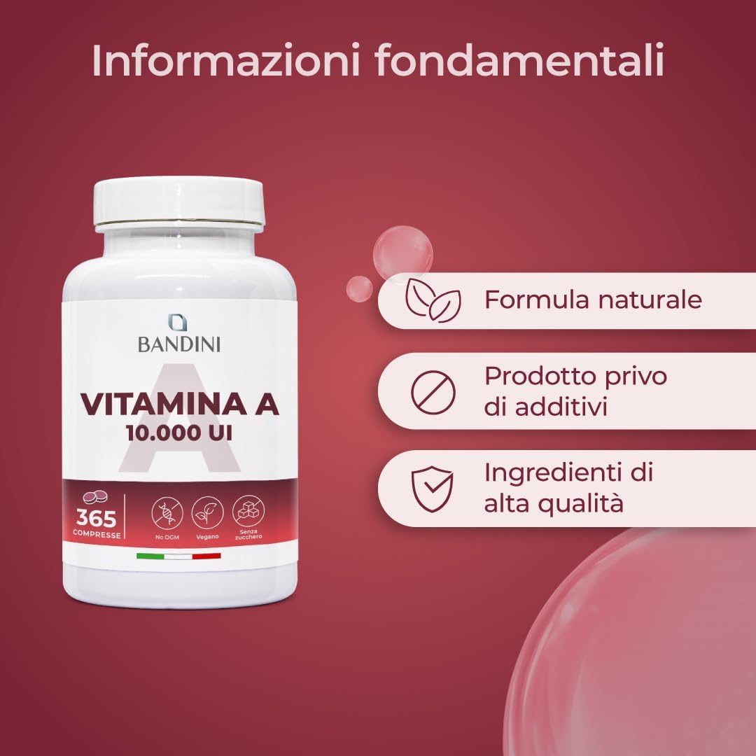 Detalle de Bandini Vitamina A Pura 365 microcompresse vegane (1+ anno) – acetato di retinile, alternativa alle gocce