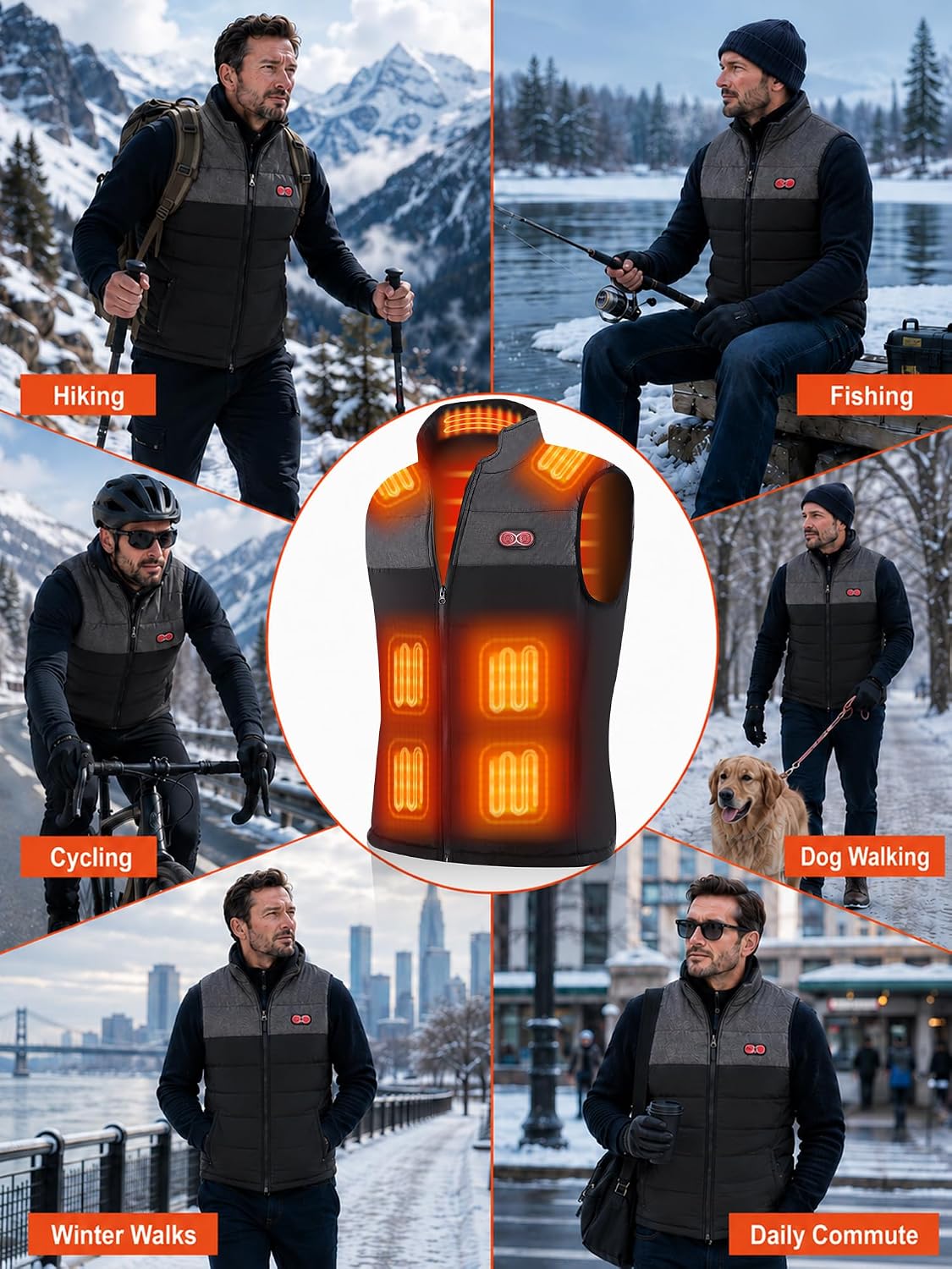 Detalle 2 de Ejoy Heated Vest, Lightweight USB-Powered Waistcoat with 3 Heat Settings