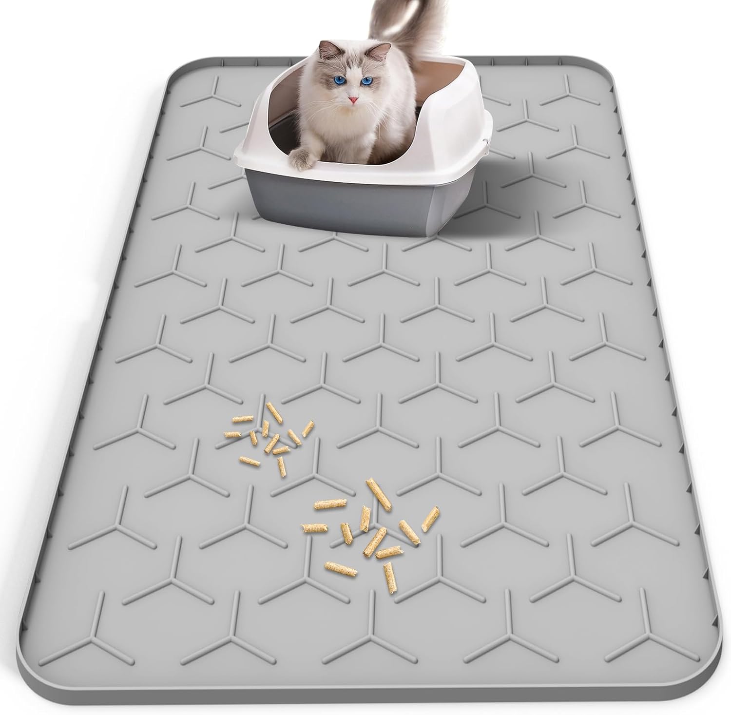 Katzenstreu Matte XXL 88 × 56 cm Grau