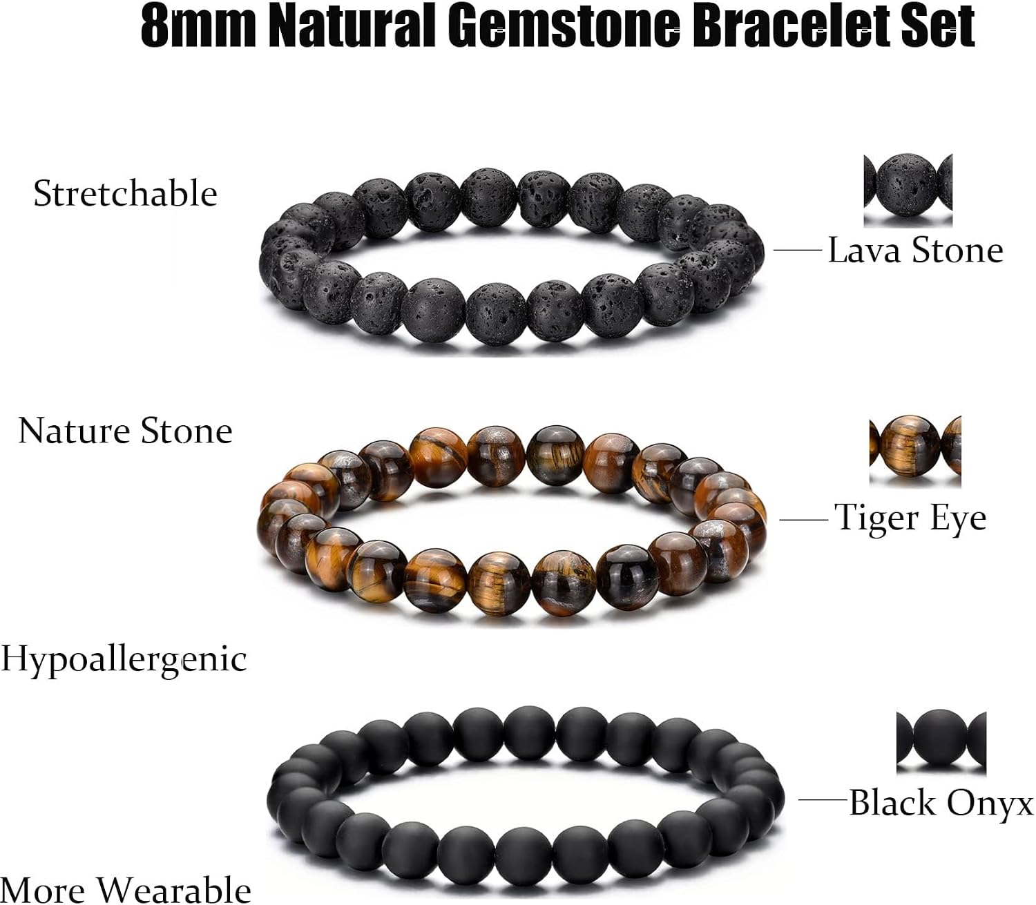 Thumbnail 3 de RANKEEF Perlenarmband Herren 8 mm
