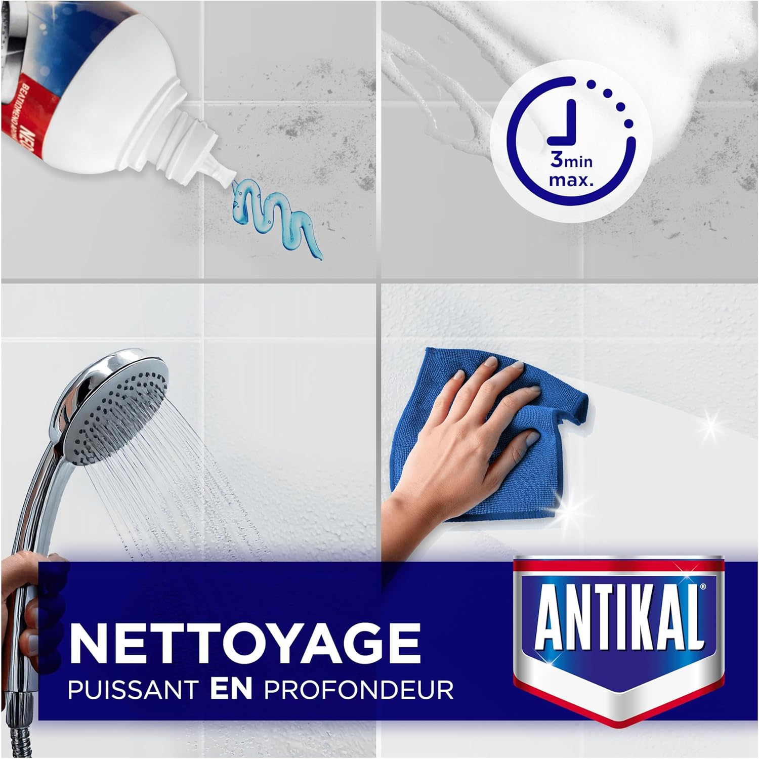 Thumbnail 5 de Antikal Gel pour Salle de Bain – Pack 15 x 750 ml, Anti-Gouttes, élimine jusqu’à 99,99 % du calcaire et résidus de savon, parfum classique