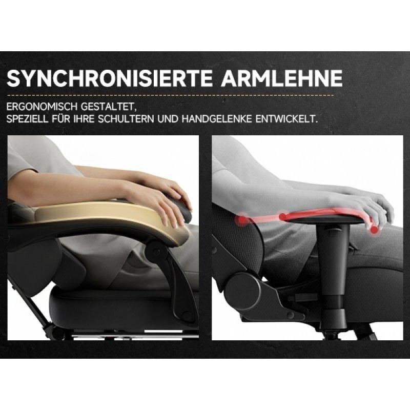 Detalle de Rolipo W3298 silla gaming ergonómica con masaje y reposapiés, PVC negro