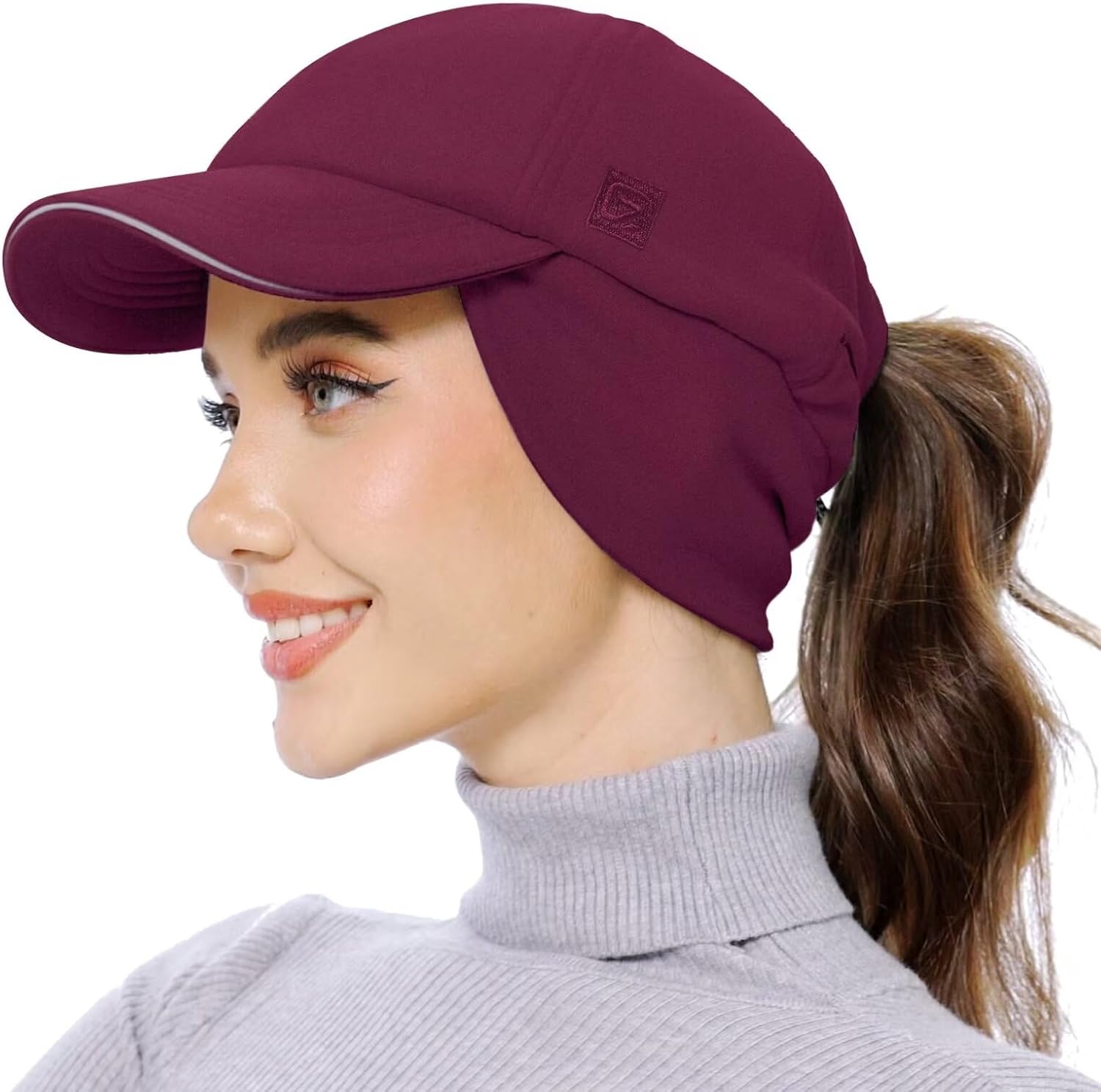 Detalle 2 de GADIEMKENSD Womens Fleece Ponytail Hat Reflective Winter Hat
